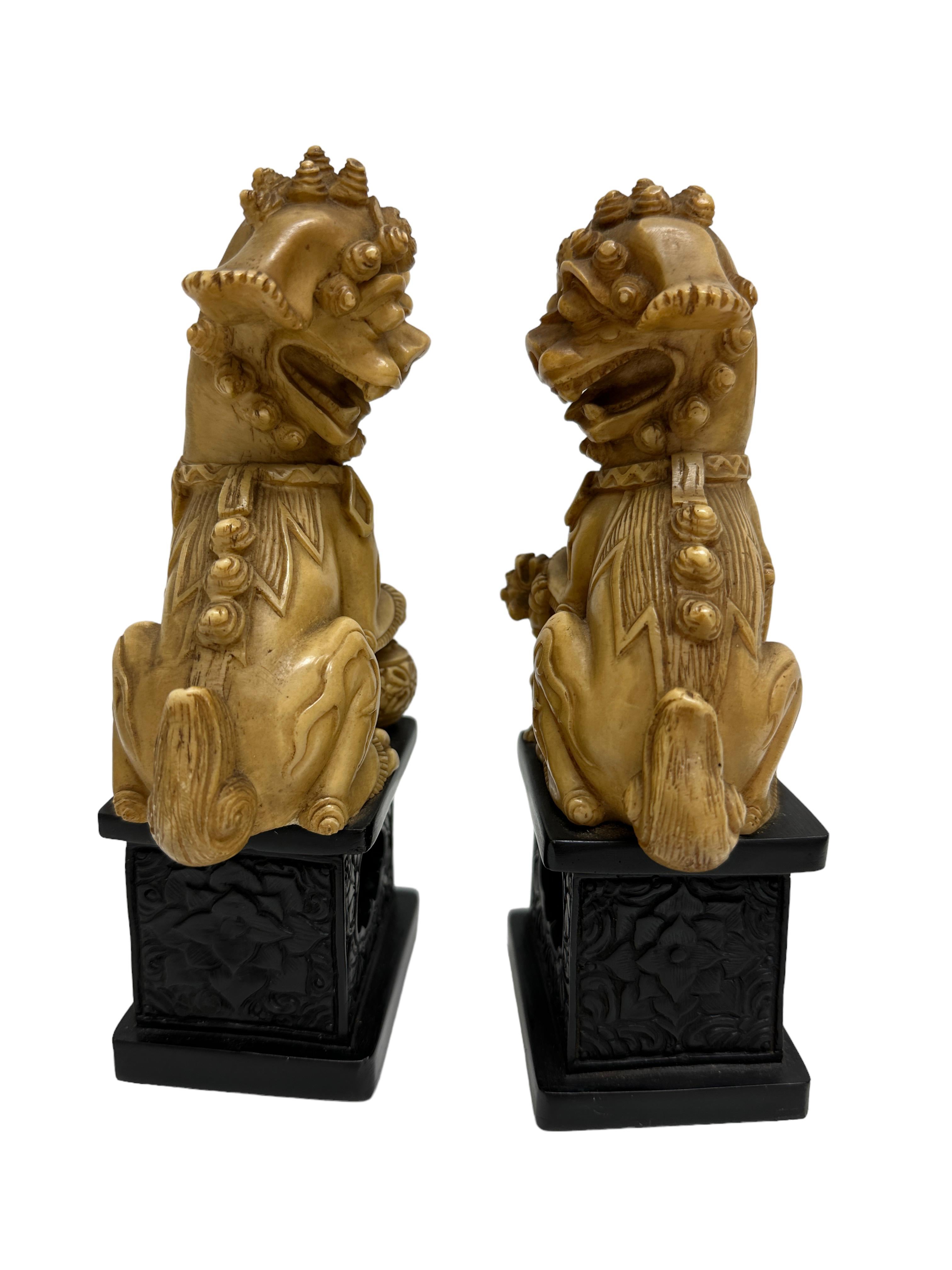 Chinese Unique Pair of Decorative Foo Dogs Temple Lion Bookends Sculptures For Sale