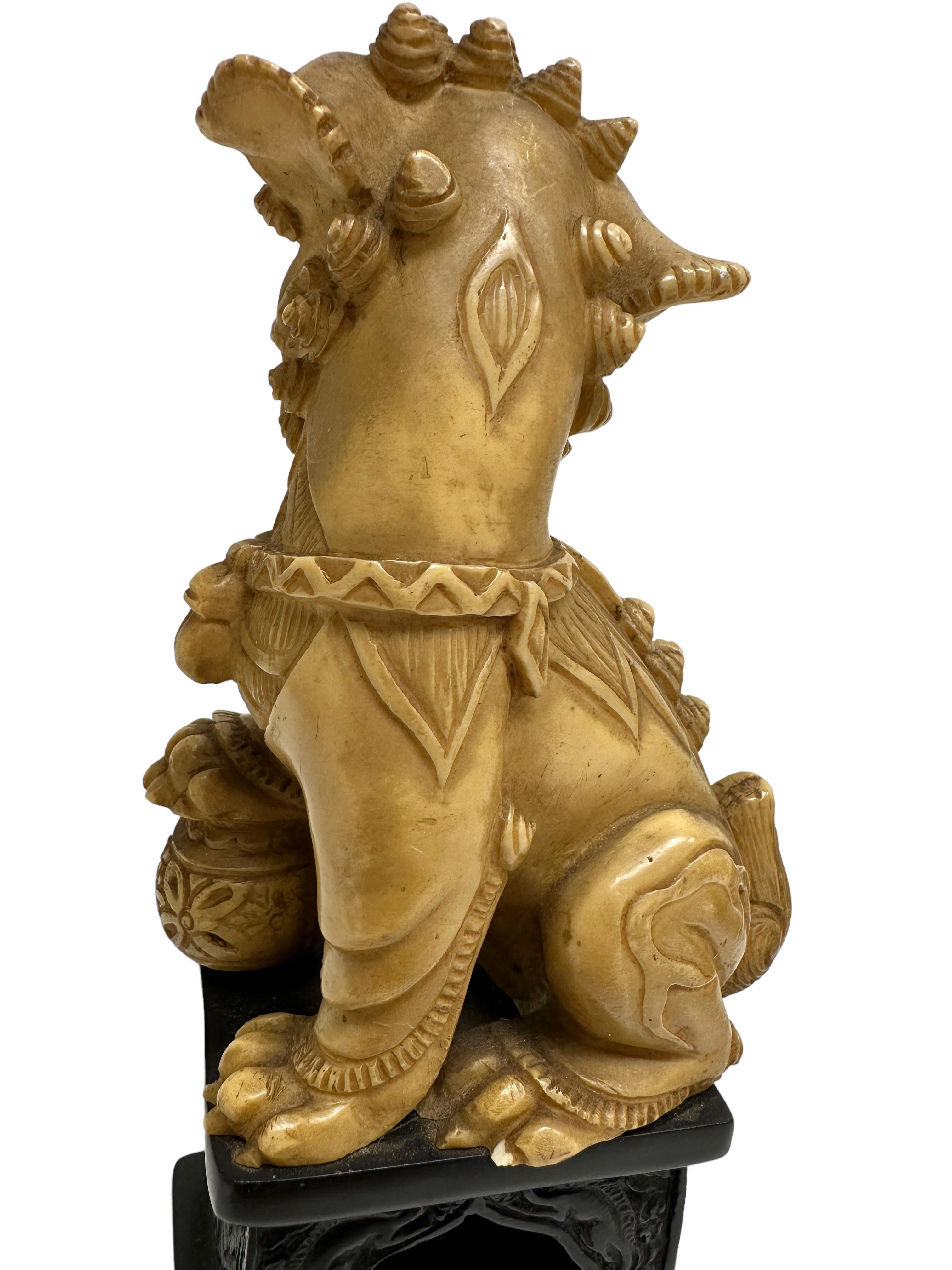 Unique Pair of Decorative Foo Dogs Temple Lion Bookends Sculptures For Sale 1