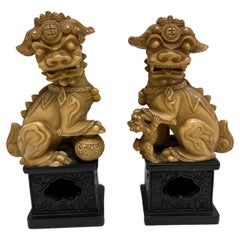 Unique Pair of Decorative Foo Dogs Temple Lion Bookends Sculptures