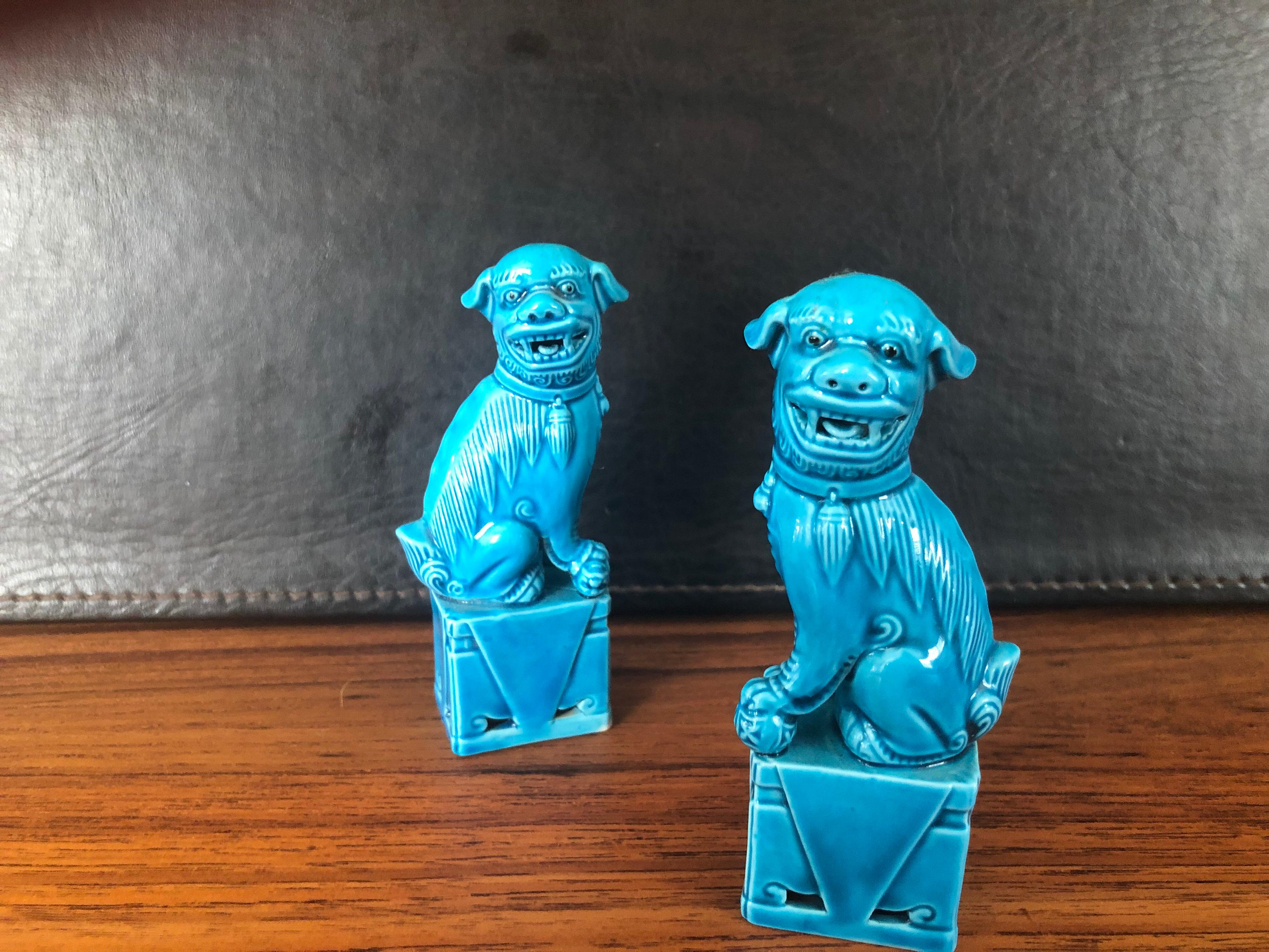 20th Century Unique Pair of Decorative Mini Foo Dogs Sculptures