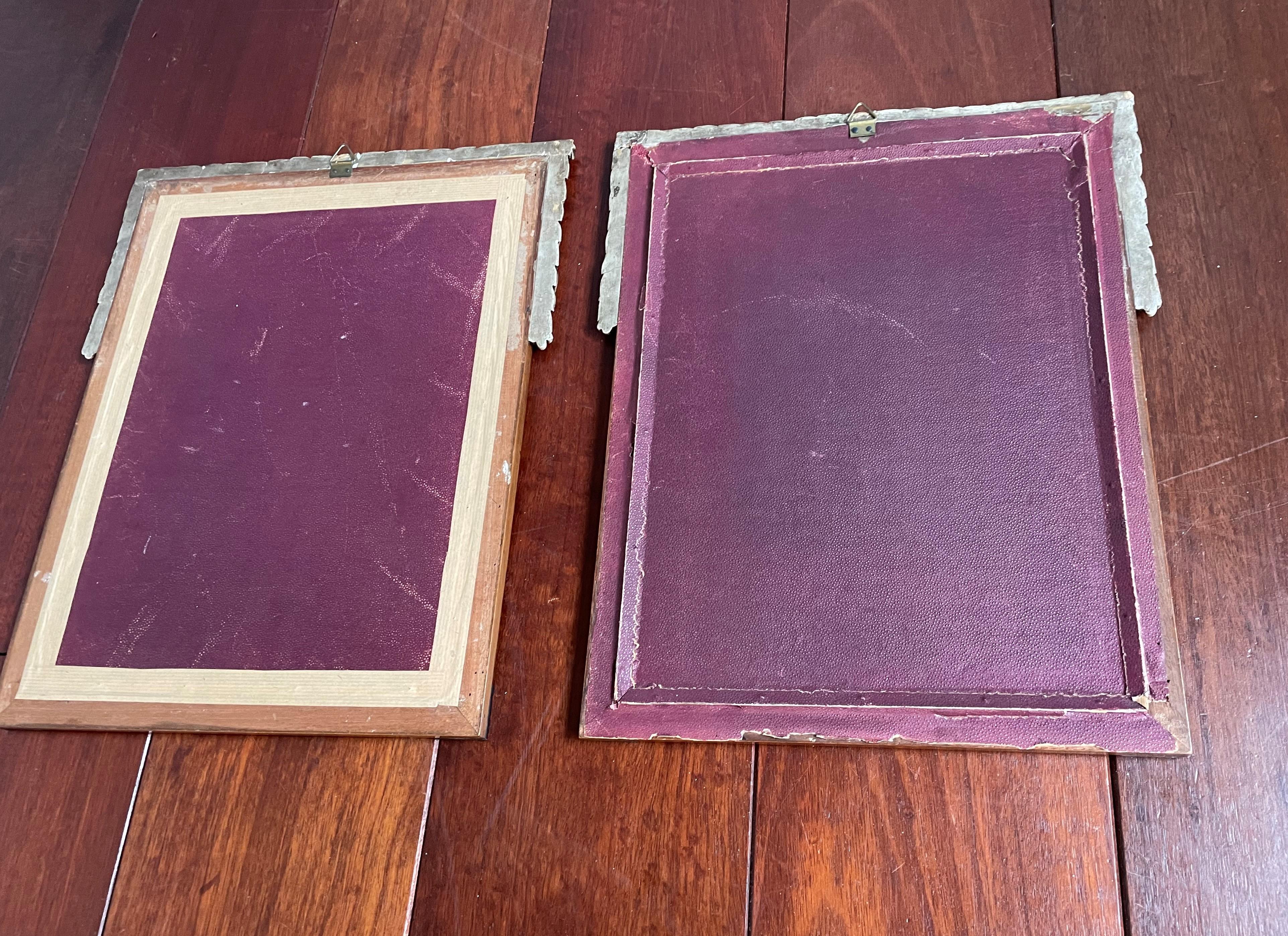 Unique Pair of Early Art Deco, Nutwood & Glass Photograph or Picture Wall Frames For Sale 3