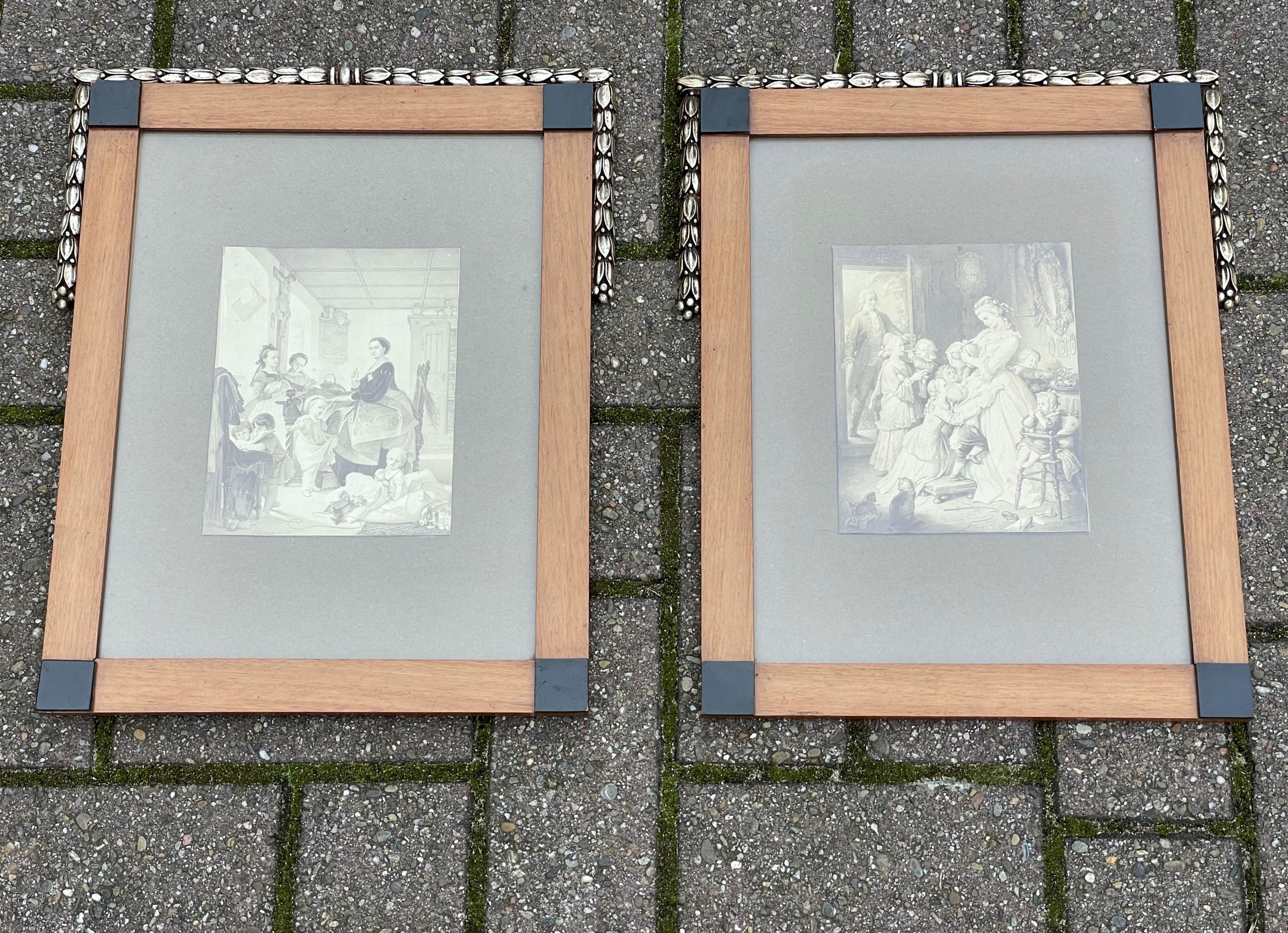 Einzigartiges Paar früher Art-Déco-Wandrahmen aus Nussbaumholz und Glas für Fotografie oder Bilder im Angebot 7