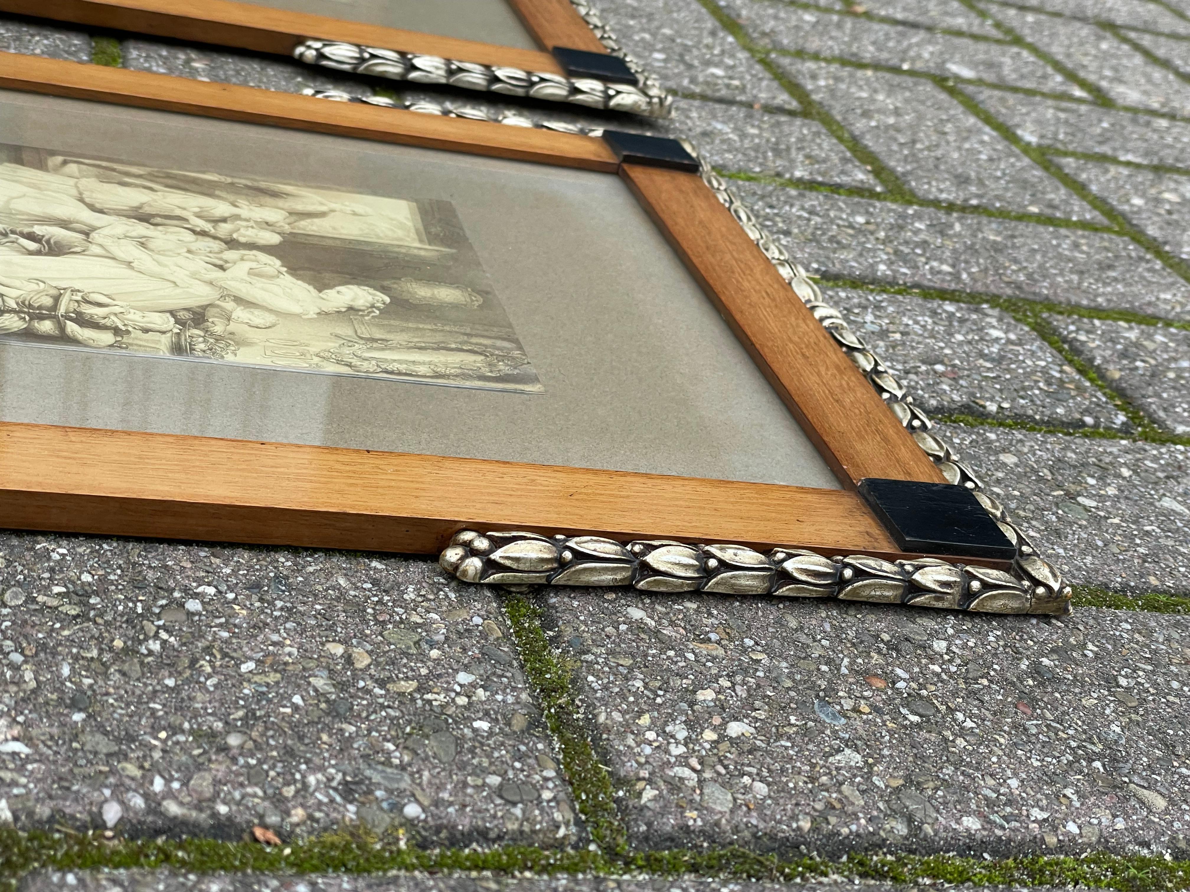 Unique Pair of Early Art Deco, Nutwood & Glass Photograph or Picture Wall Frames For Sale 8