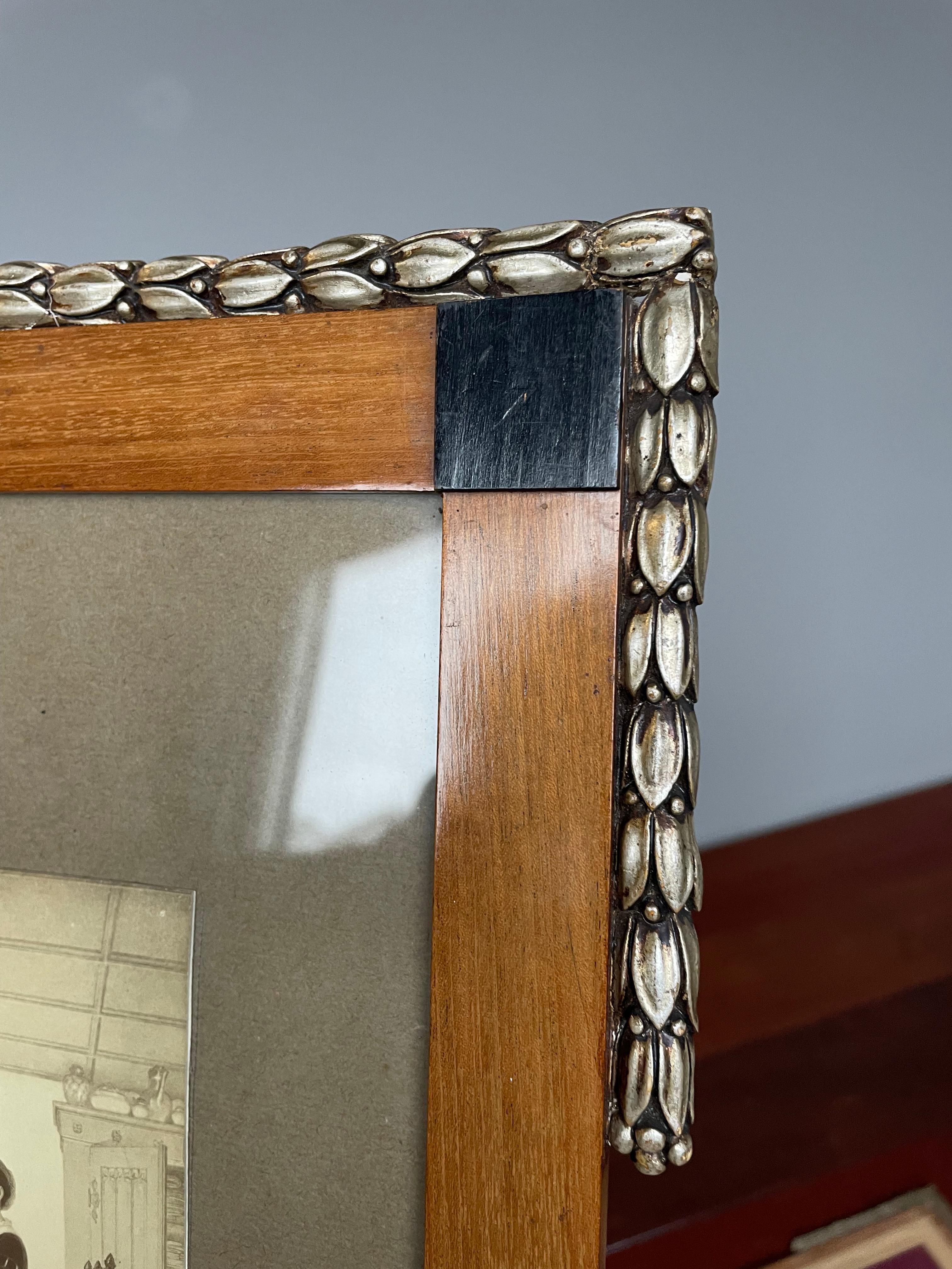 Hand-Crafted Unique Pair of Early Art Deco, Nutwood & Glass Photograph or Picture Wall Frames For Sale