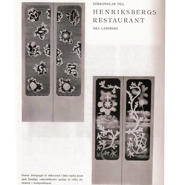 Unique Pair of Etched Glass Panels by Nils Landberg '19071991' For