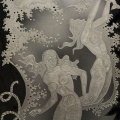 Unique Pair of Etched Glass Panels by Nils Landberg '1907-1991'