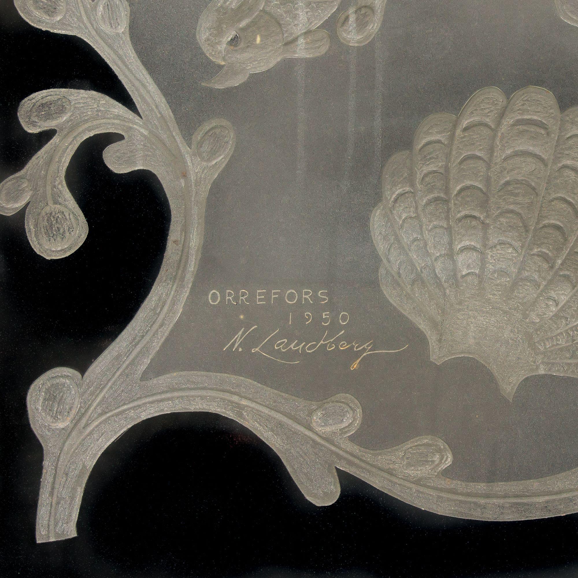 Scandinavian Modern Unique Pair of Etched Glass Panels by Nils Landberg '1907-1991' For Sale