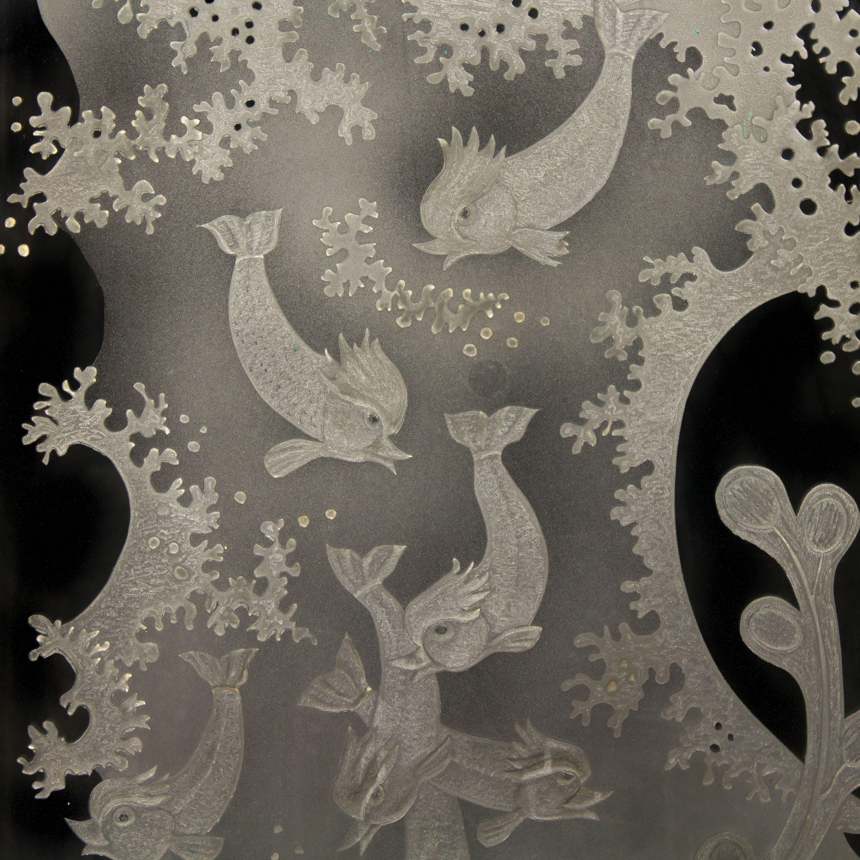 Swedish Unique Pair of Etched Glass Panels by Nils Landberg '1907-1991' For Sale