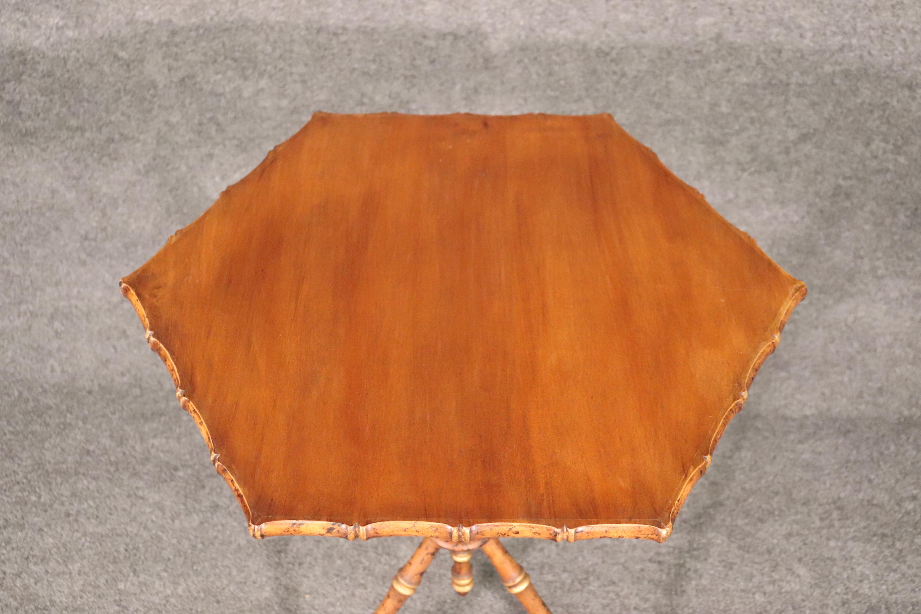 High Victorian Unique Pair of Faux Bamboo Walnut Octagonal French End or Occassional Tables