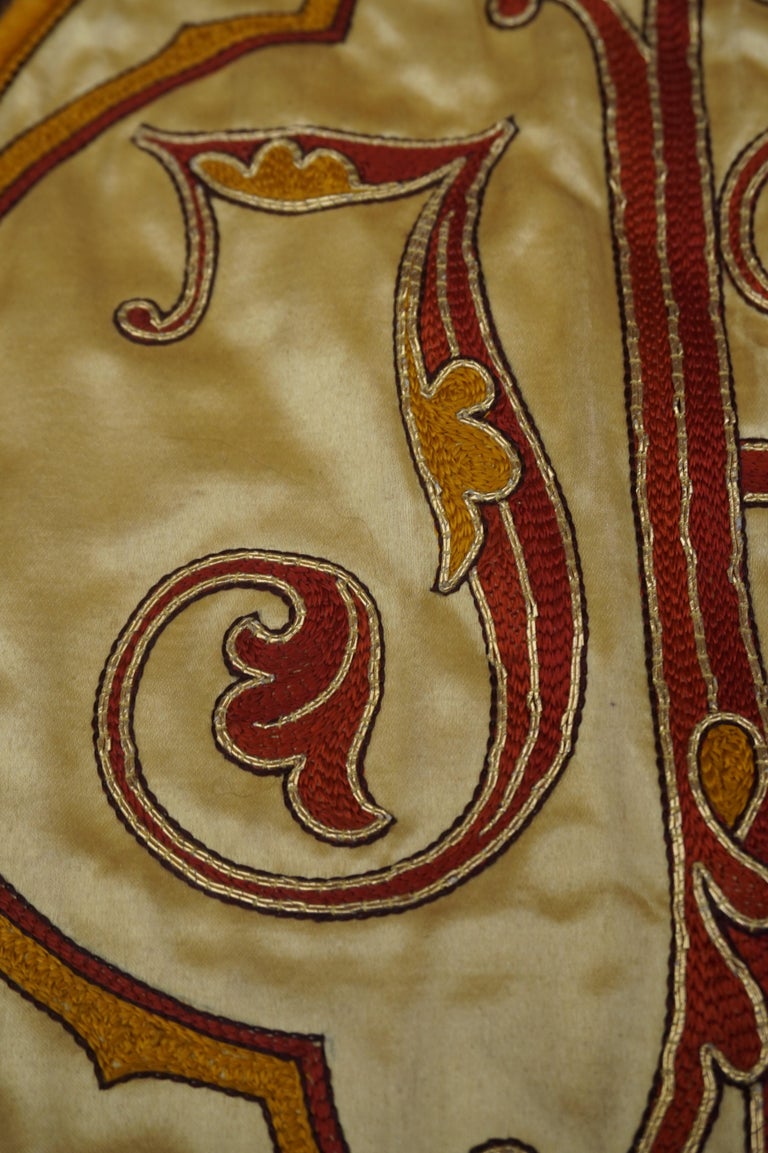 Unique Pair of Hand Embroidered Silk and Copper Thread Gothic Art ...