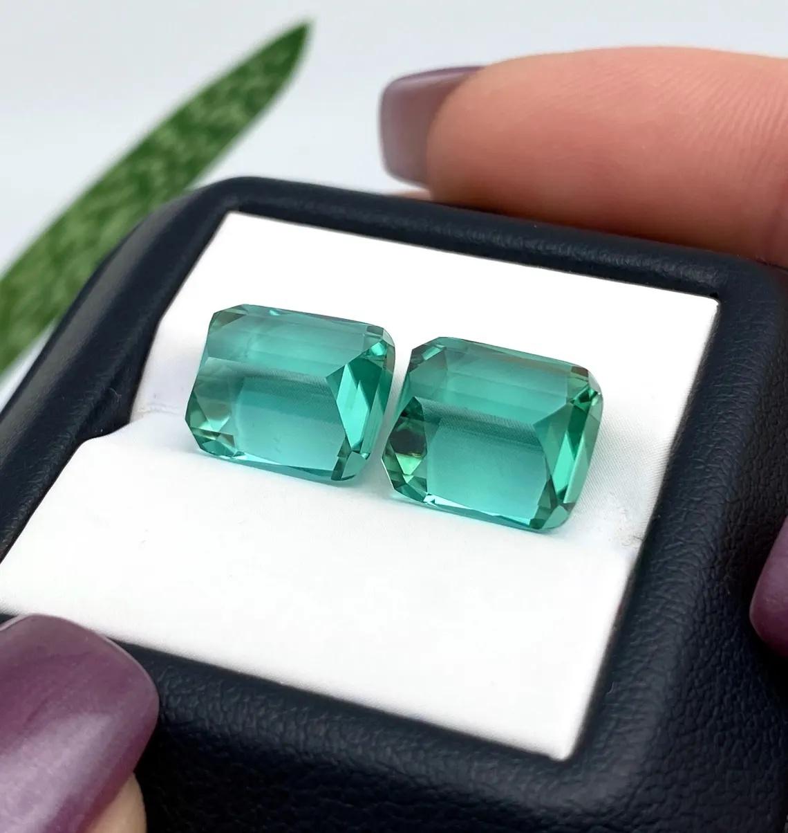 da uomo o donna Coppia unica di tormaline laguna dell'Afghanistan, Kunar. Certificato GIA 16,25Ct in vendita