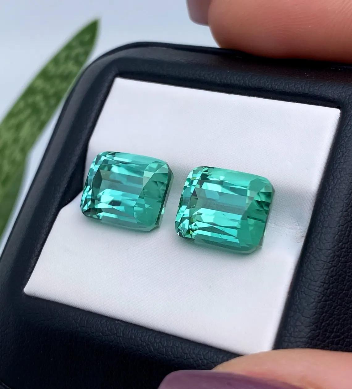 Coppia unica di tormaline laguna dell'Afghanistan, Kunar. Certificato GIA 16,25Ct in vendita 3