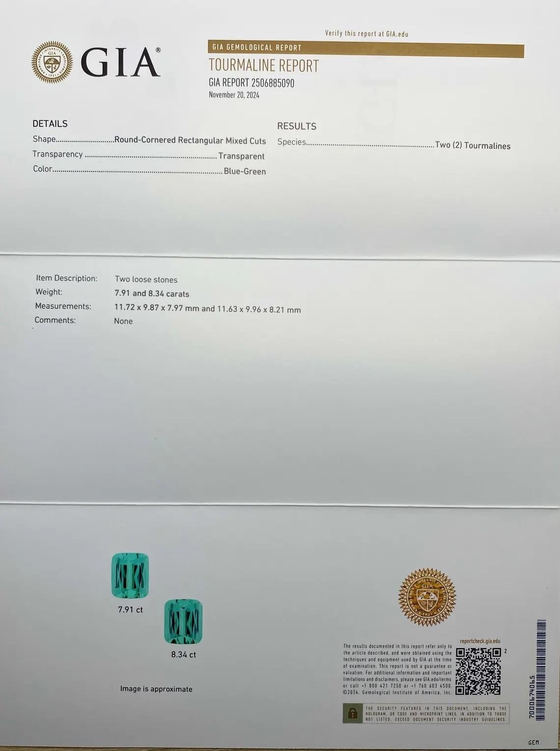 Coppia unica di tormaline laguna dell'Afghanistan, Kunar. Certificato GIA 16,25Ct in vendita 4