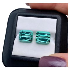 Unique Pair of Lagoon Tourmalines From Afghanistan, Kunar. GIA Certified 16.25Ct