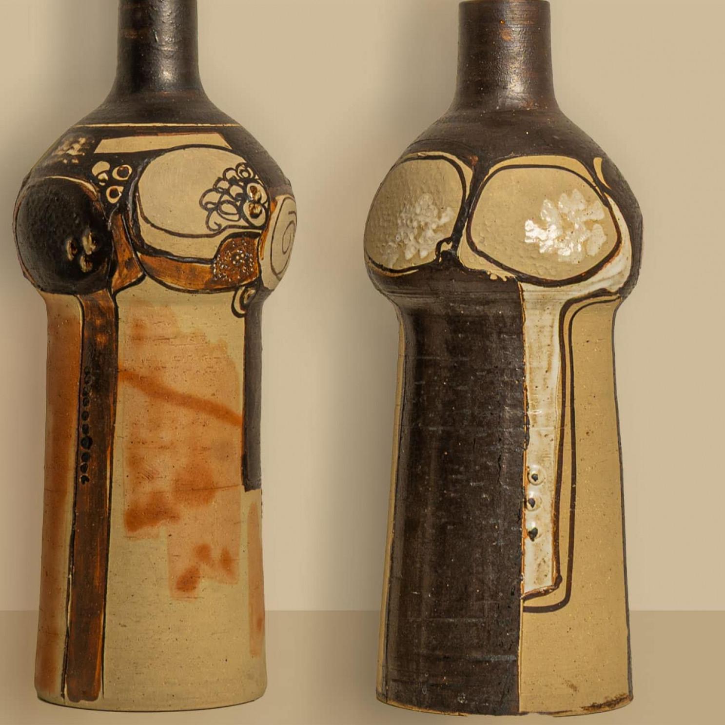 Paire unique de grandes lampes de bureau en céramique, fabriquées par Hanne Salamon, 1970 Bon état - En vente à Rijssen, NL