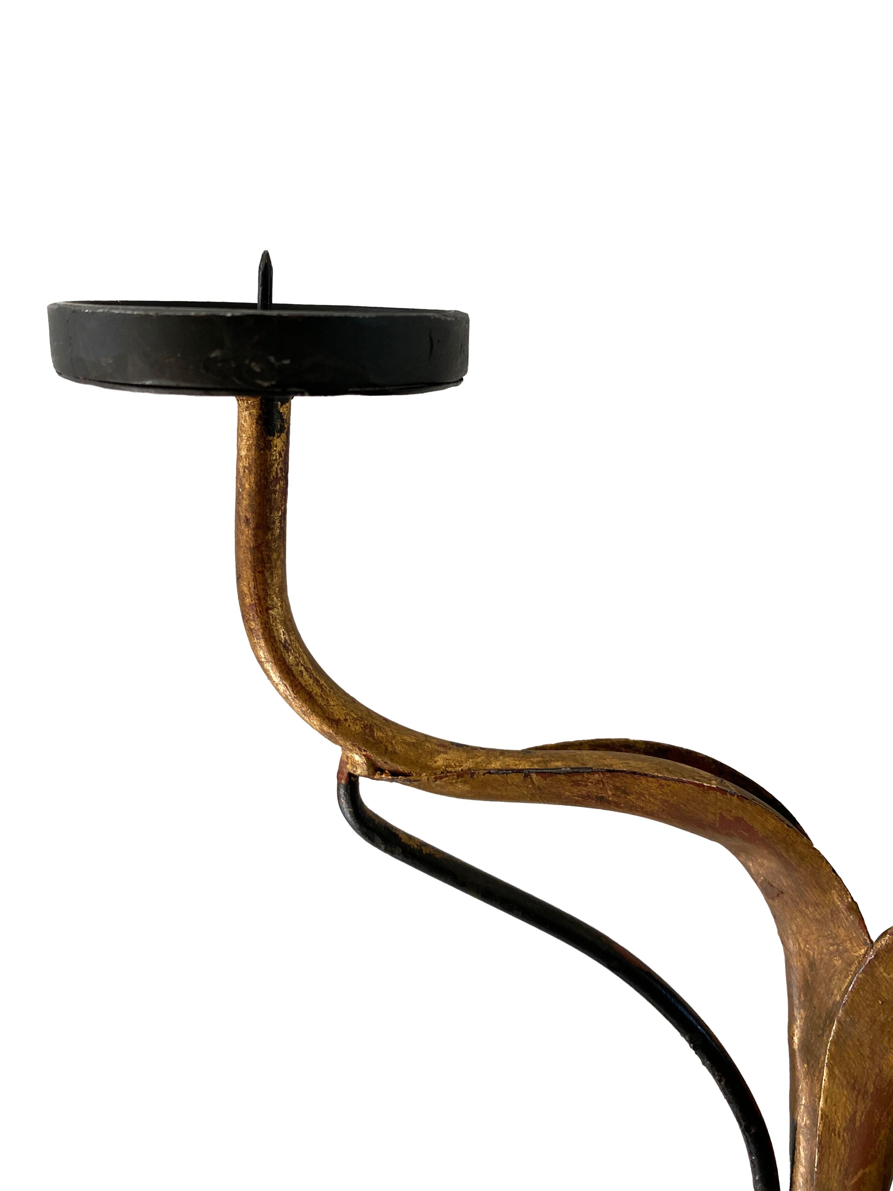 Unique Pair of Large Metal Candle Sconces For Sale 5