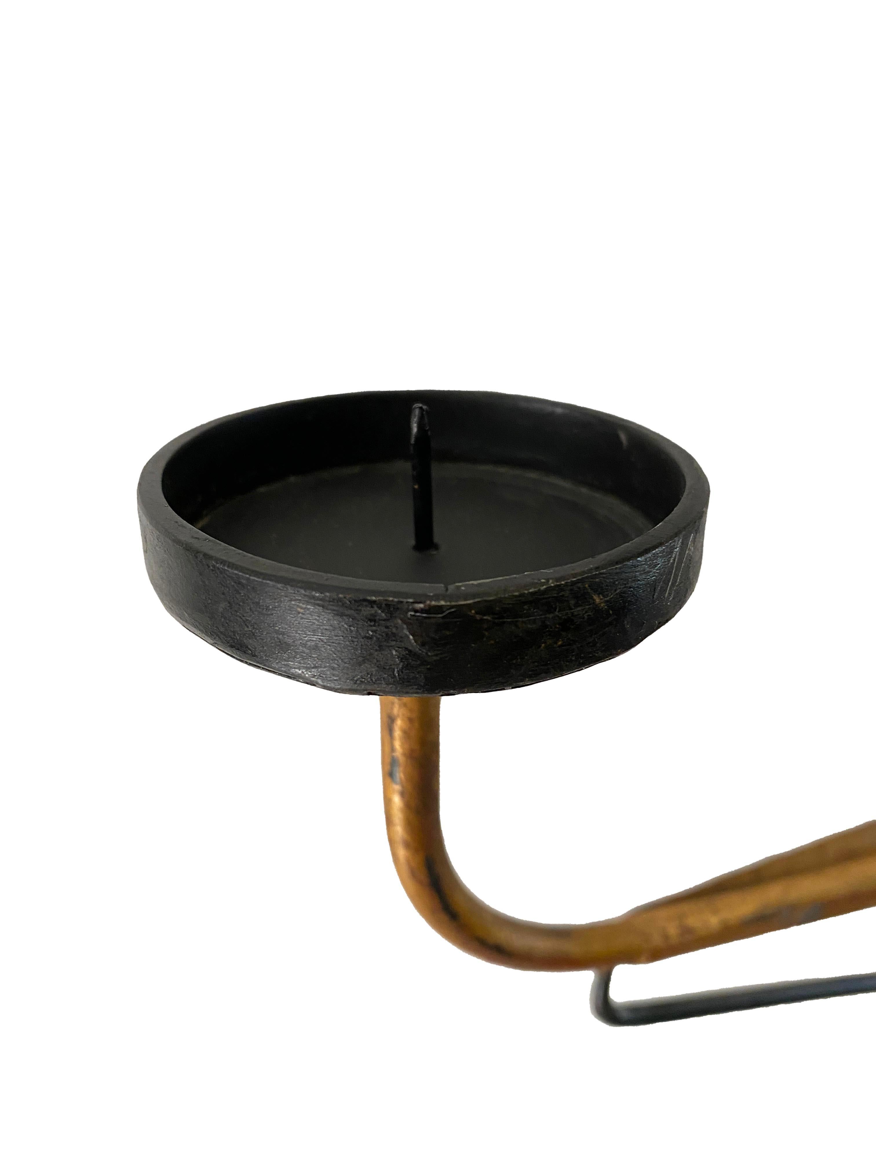 Unique Pair of Large Metal Candle Sconces For Sale 6