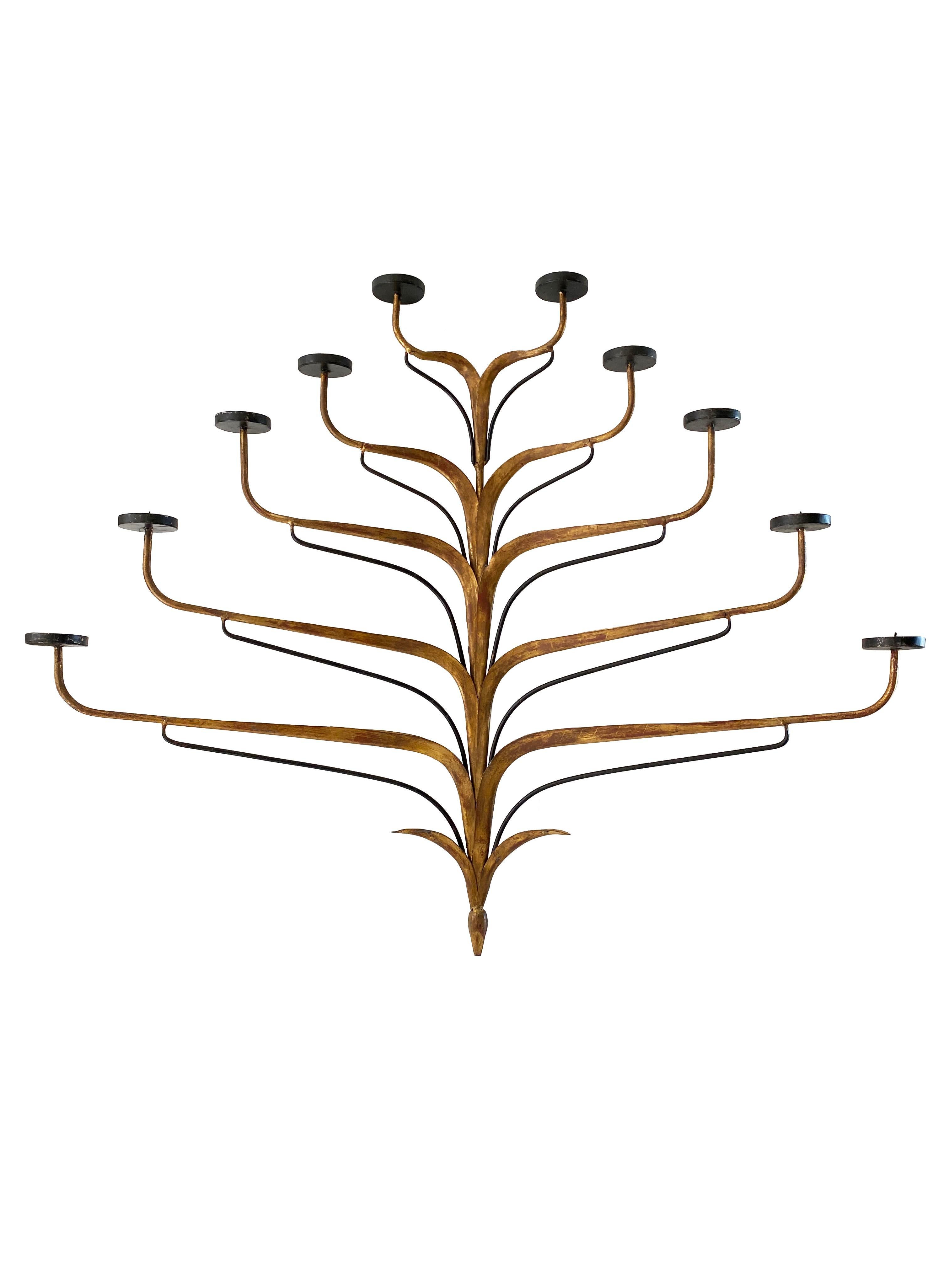 American Unique Pair of Large Metal Candle Sconces For Sale