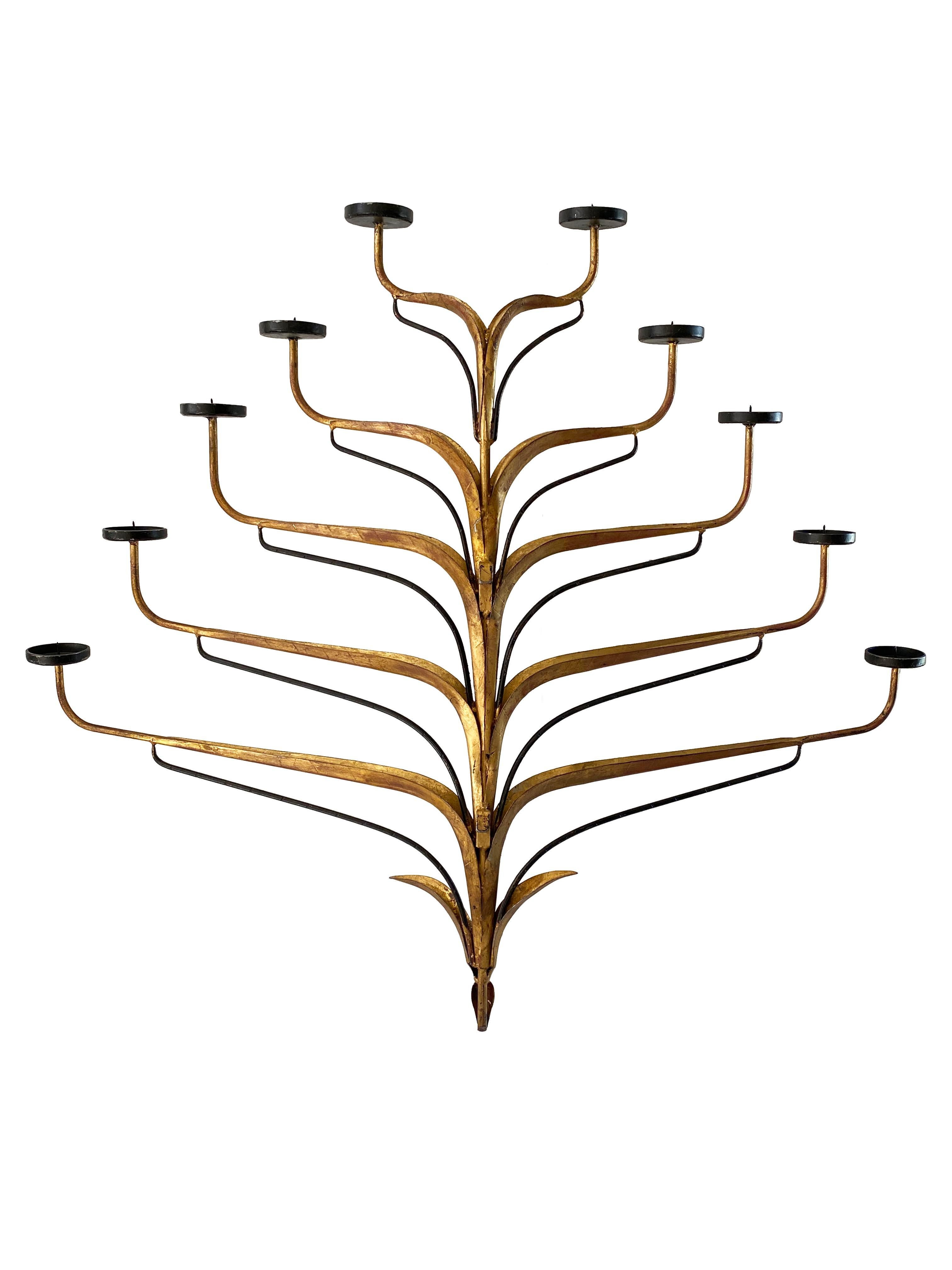 Unique Pair of Large Metal Candle Sconces In Good Condition For Sale In Scottsdale, AZ