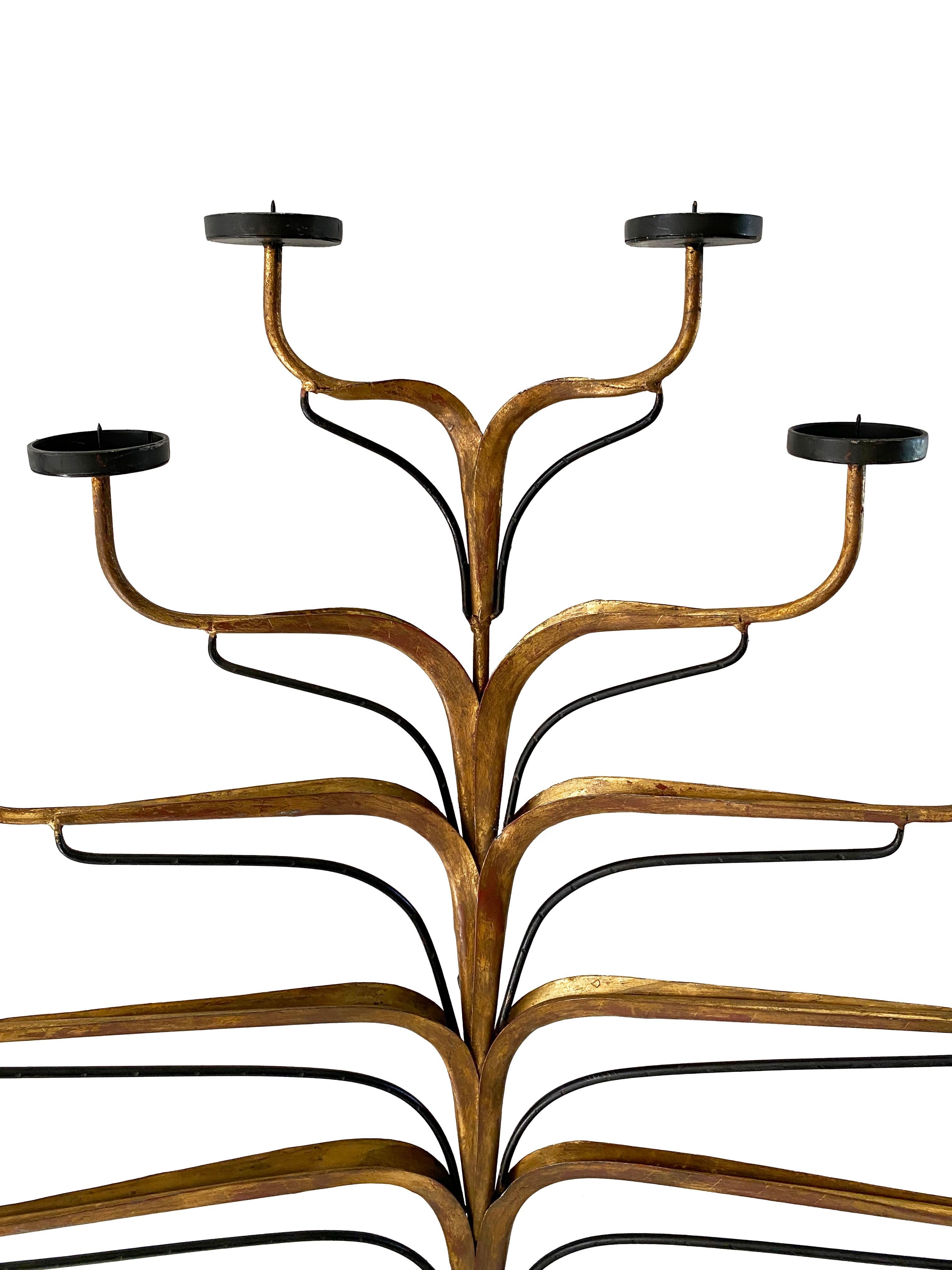 20th Century Unique Pair of Large Metal Candle Sconces For Sale