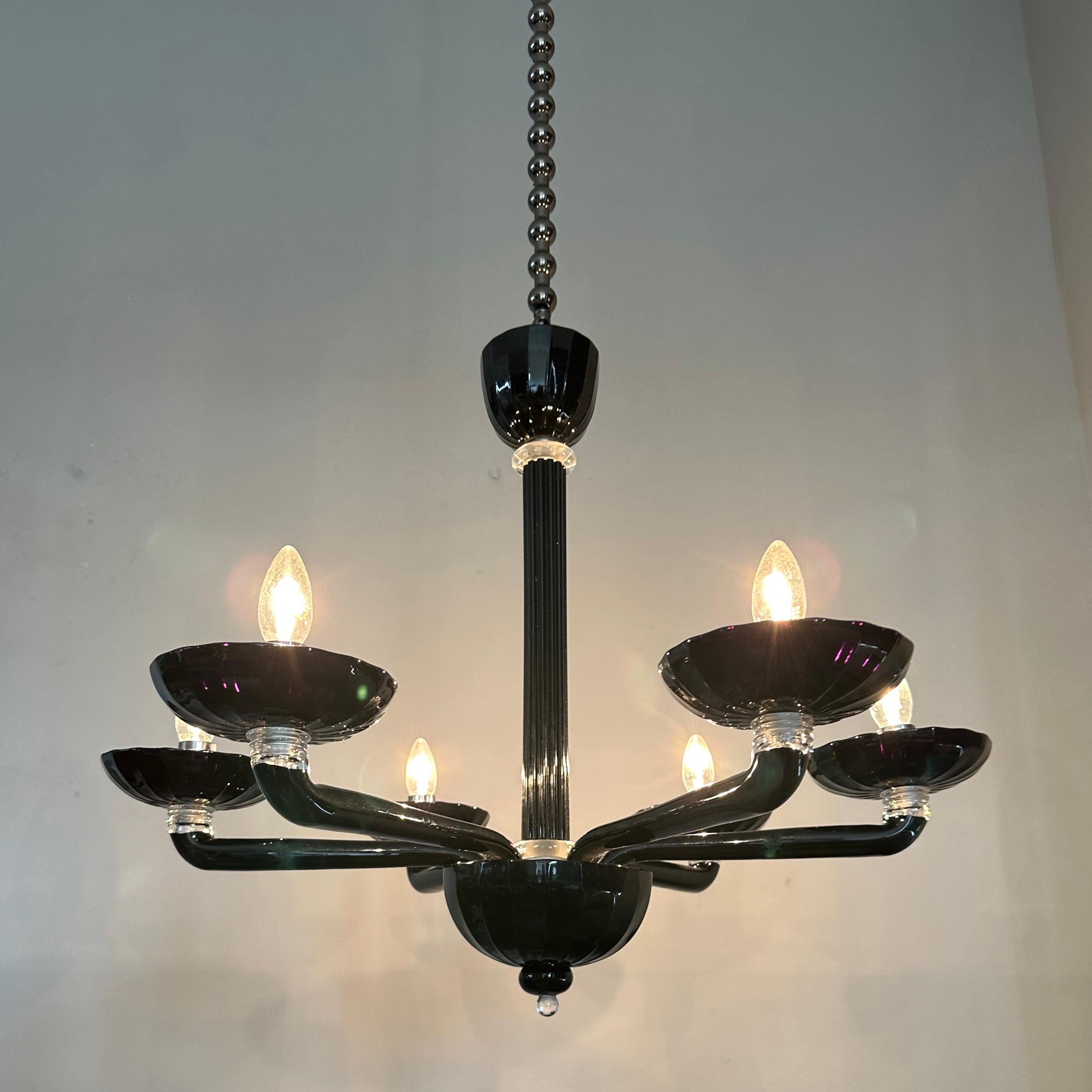 Hand-Crafted Unique Pair of Large Murano Chandeliers made by Barovier & Toso, Italy 1970-1979 For Sale