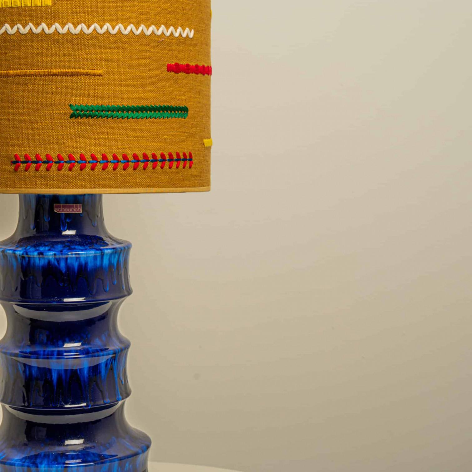 Unique pair of Large Scheurich Ceramic Lamps with New Custom Lampshades im Angebot 7