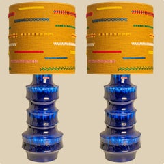 Unique pair of Large Scheurich Ceramic Lamps with New Custom Lampshades
