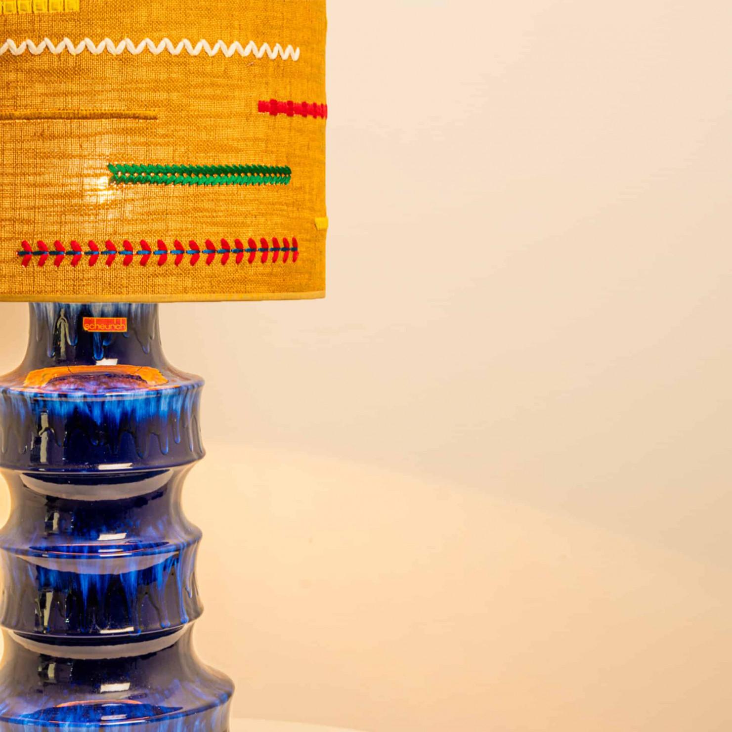 Unique pair of Large Scheurich Ceramic Lamps with New Custom Lampshades (Deutsch) im Angebot