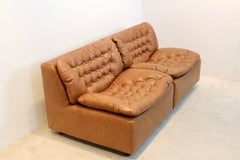 Unique Pair of Leolux Model 691 Lounge Chairs in Cognac Leather