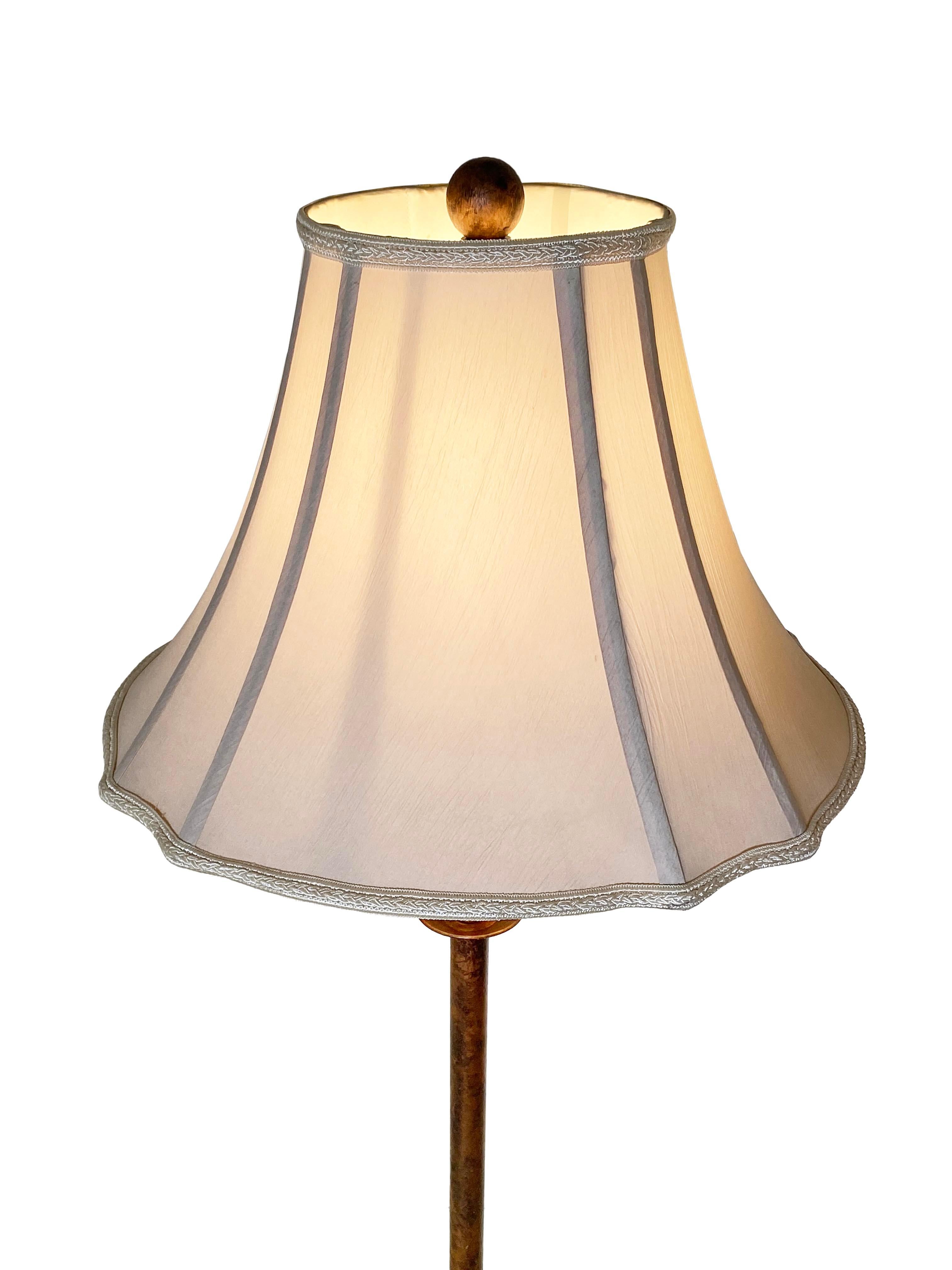 Unique Pair of Metal and Glass Tray Table Floor Lamps For Sale 5