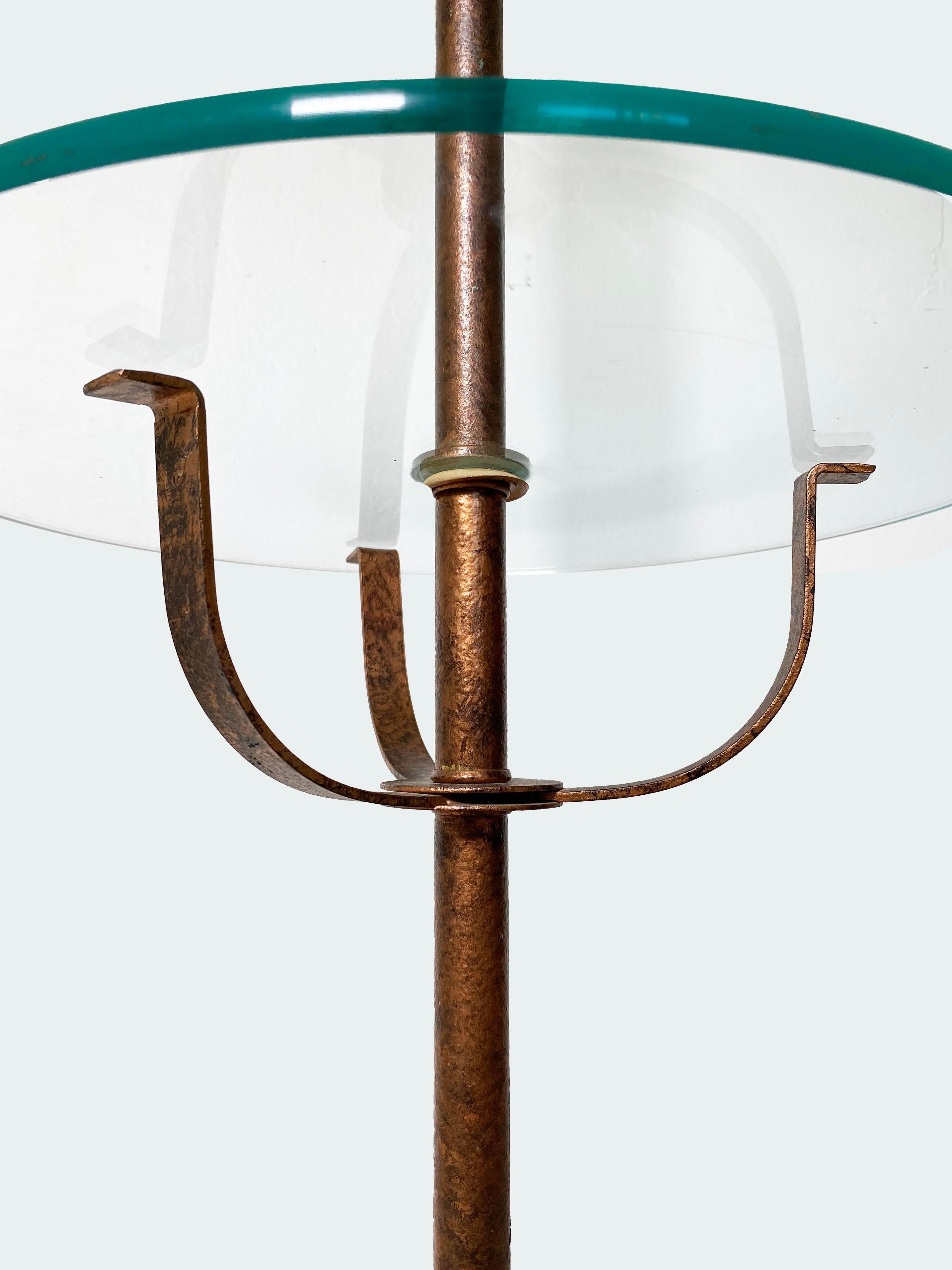 20th Century Unique Pair of Metal and Glass Tray Table Floor Lamps For Sale