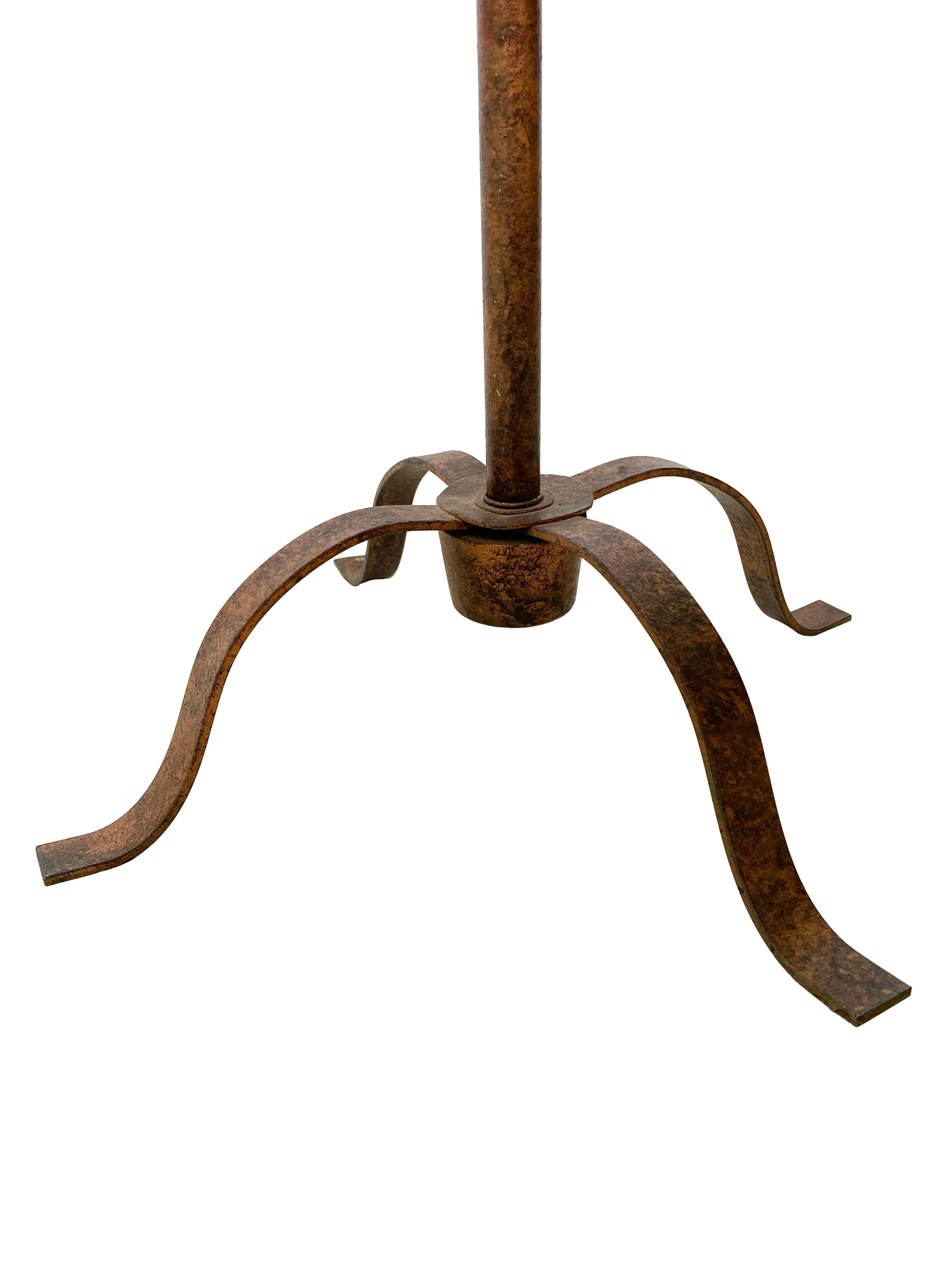 Unique Pair of Metal and Glass Tray Table Floor Lamps For Sale 1