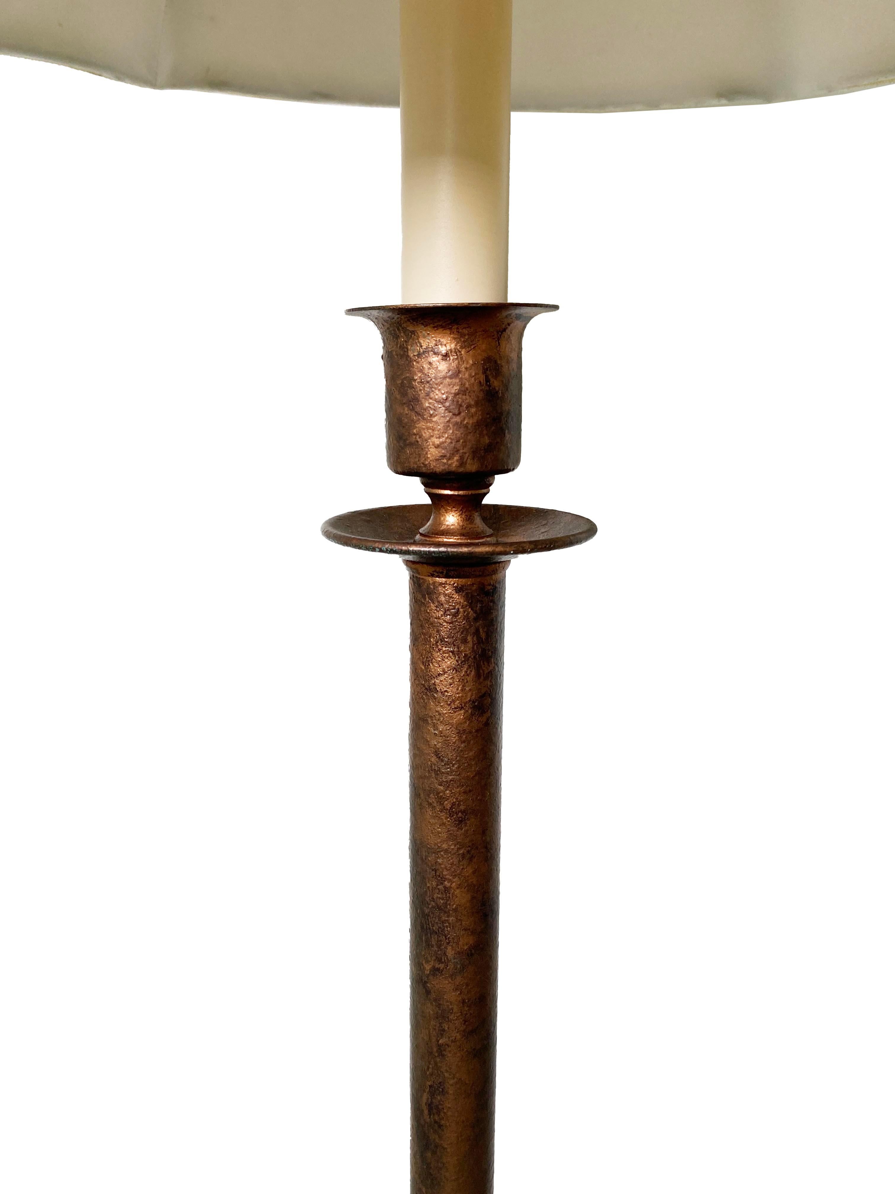 Unique Pair of Metal and Glass Tray Table Floor Lamps For Sale 2