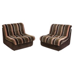 Unique Pair of Mid Century German Modern Striped Space age Lounge chairs