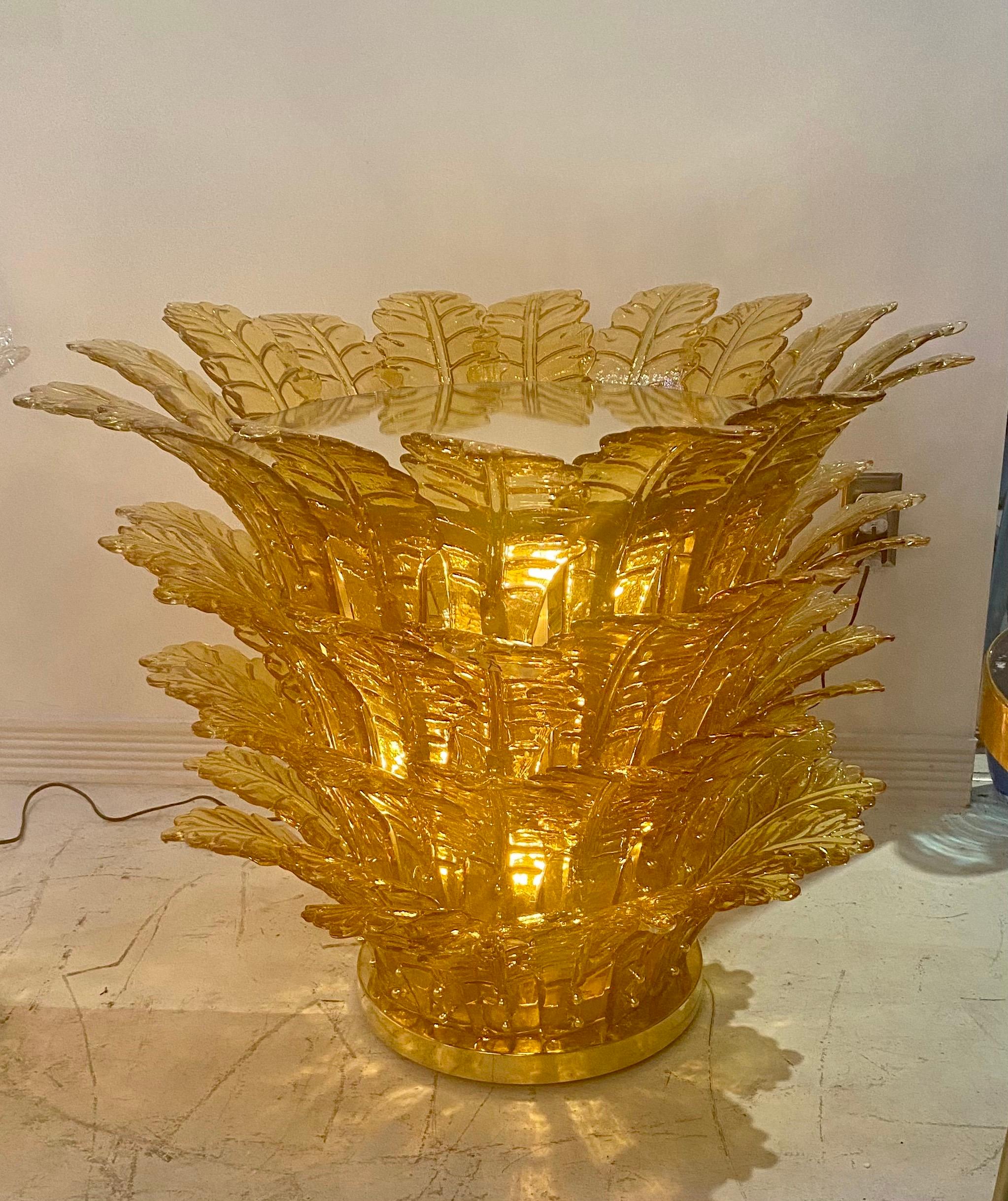 Unique Pair of Mid-Century Modern Murano Blown Glass Illuminating Side Tables For Sale 4