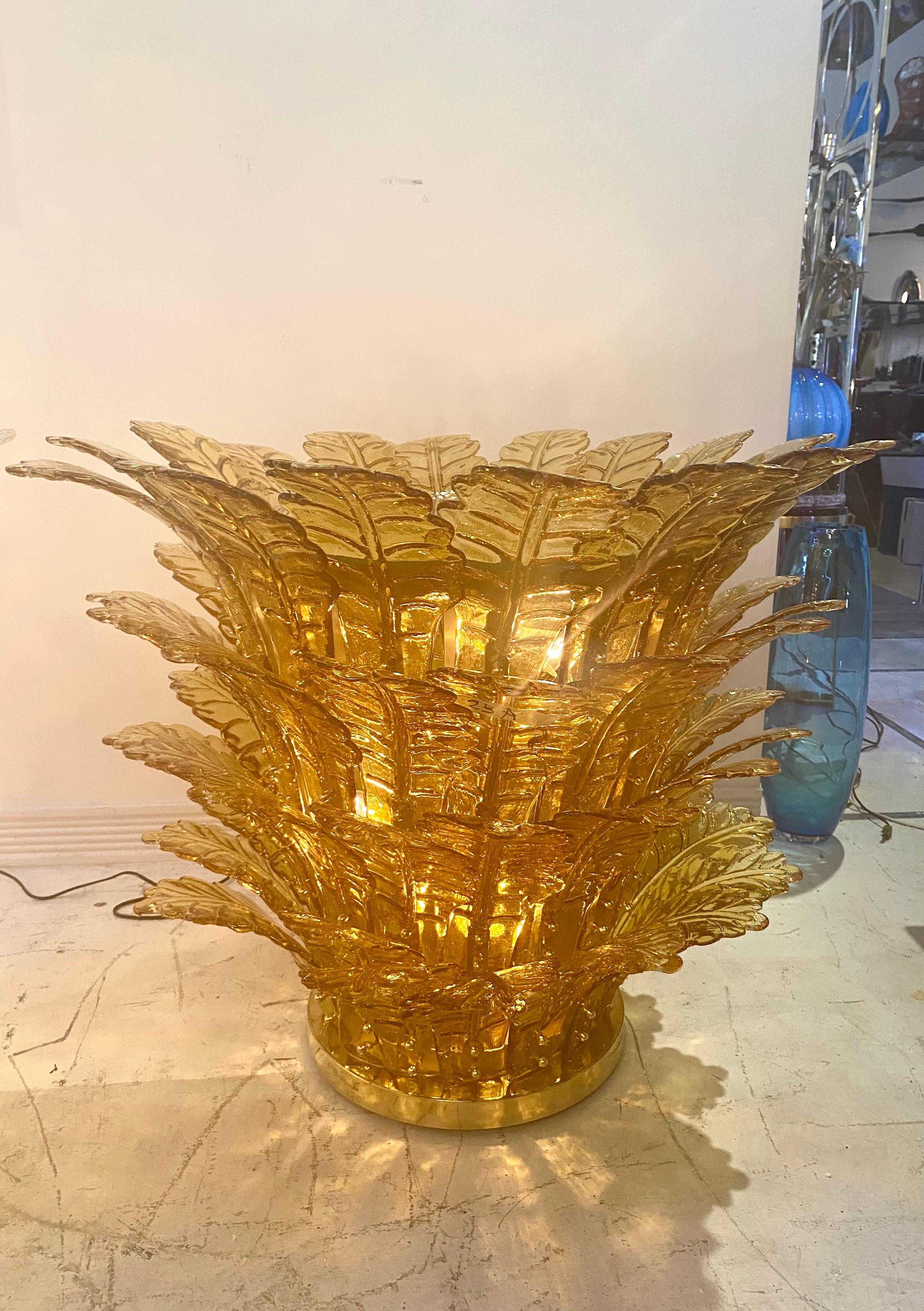 Unique Pair of Mid-Century Modern Murano Blown Glass Illuminating Side Tables For Sale 9