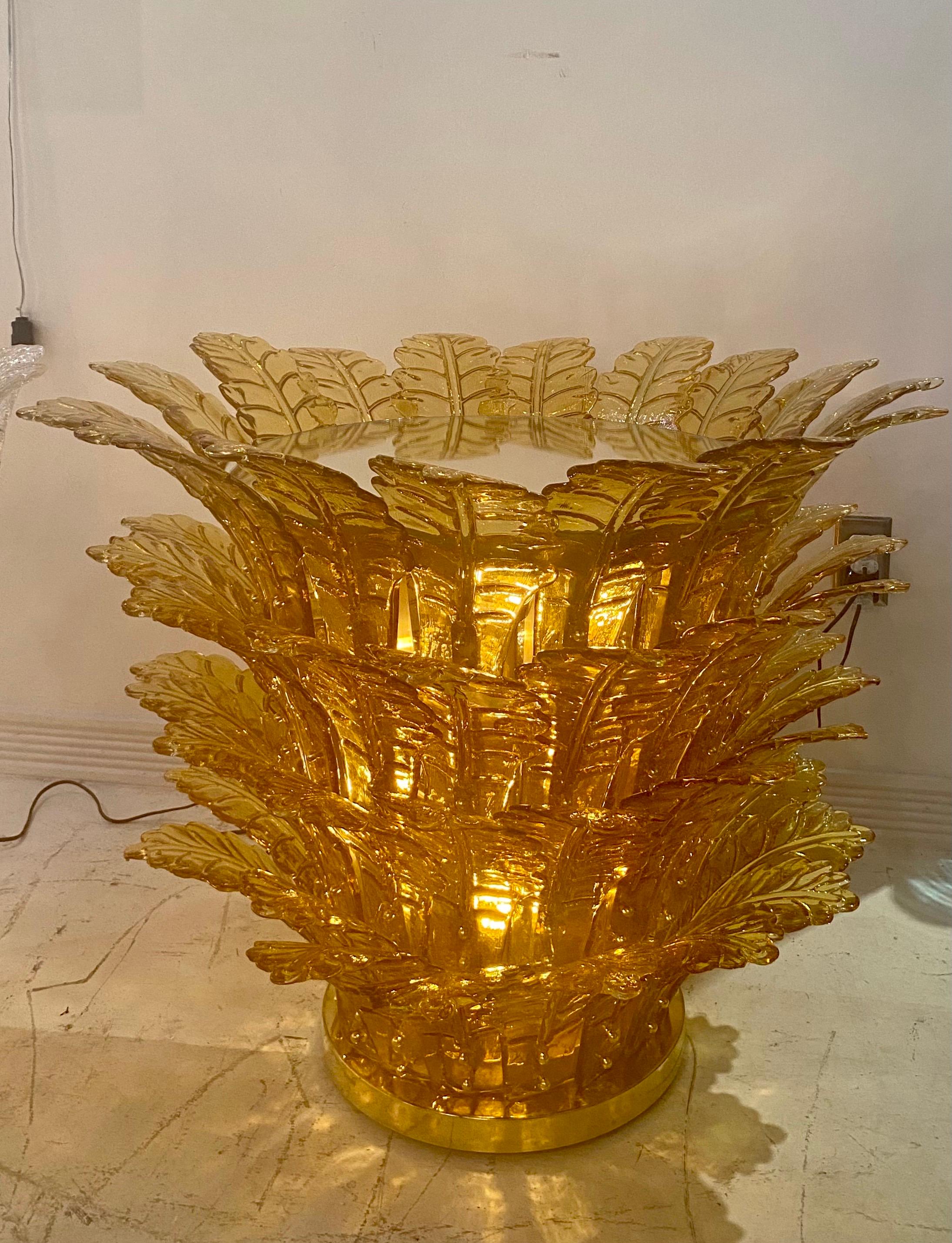 Unique Pair of Mid-Century Modern Murano Blown Glass Illuminating Side Tables For Sale 13
