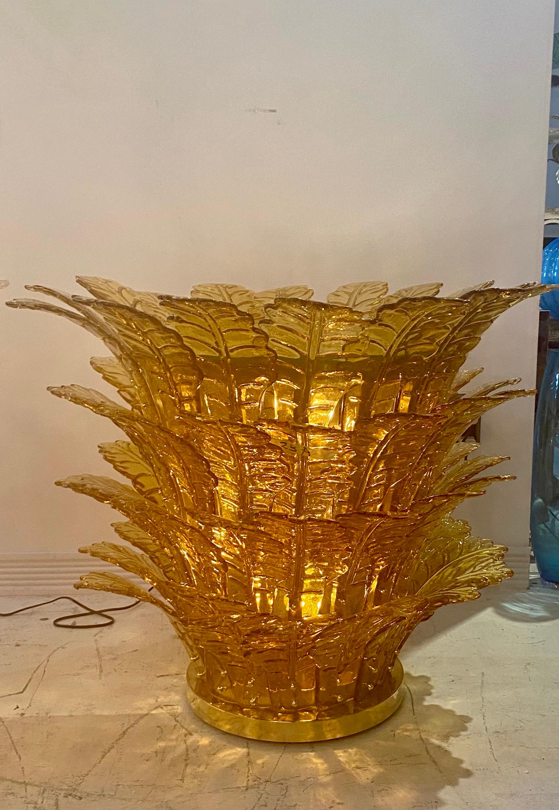Unique Pair of Mid-Century Modern Murano Blown Glass Illuminating Side Tables For Sale 1