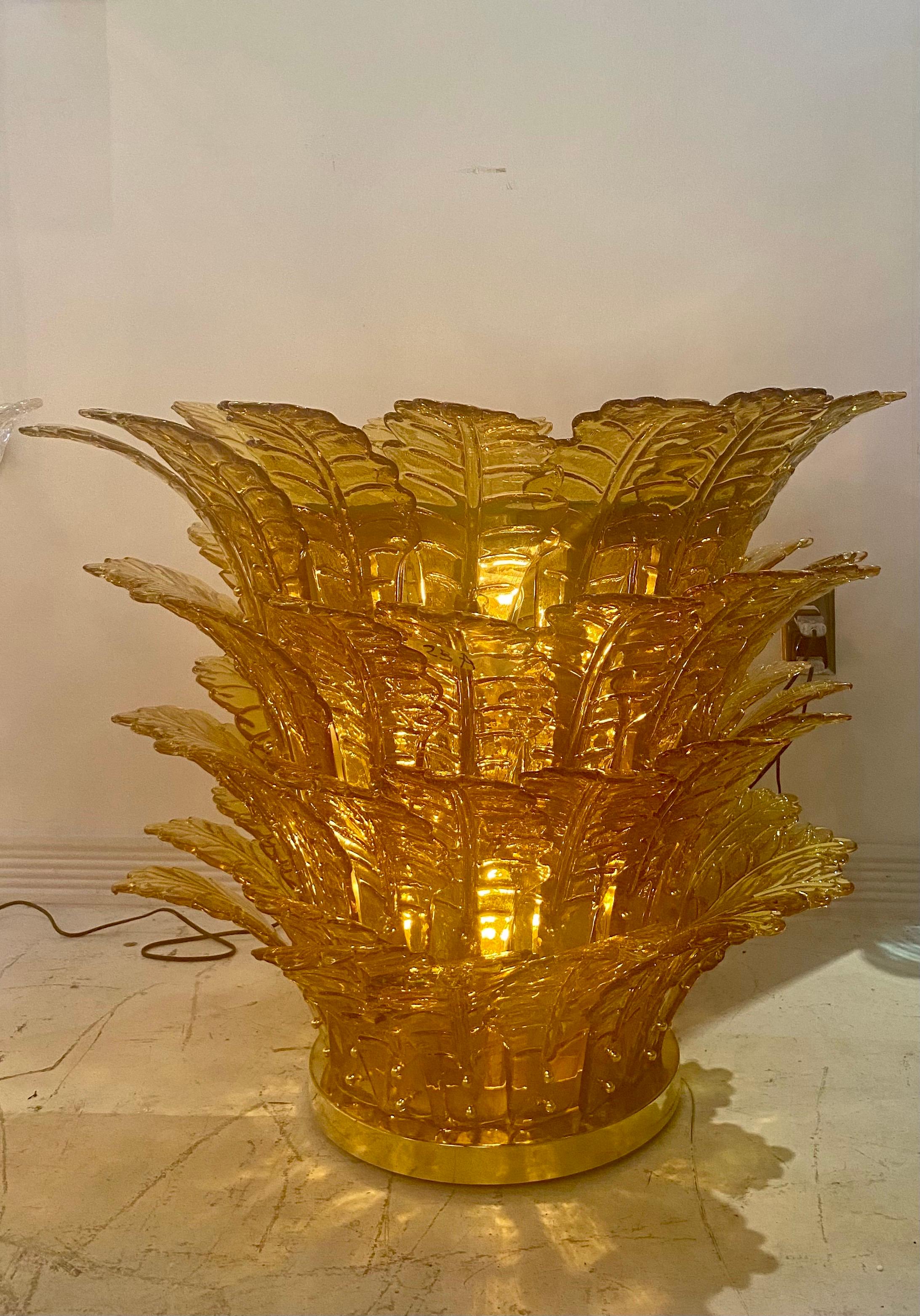 Unique Pair of Mid-Century Modern Murano Blown Glass Illuminating Side Tables For Sale 3
