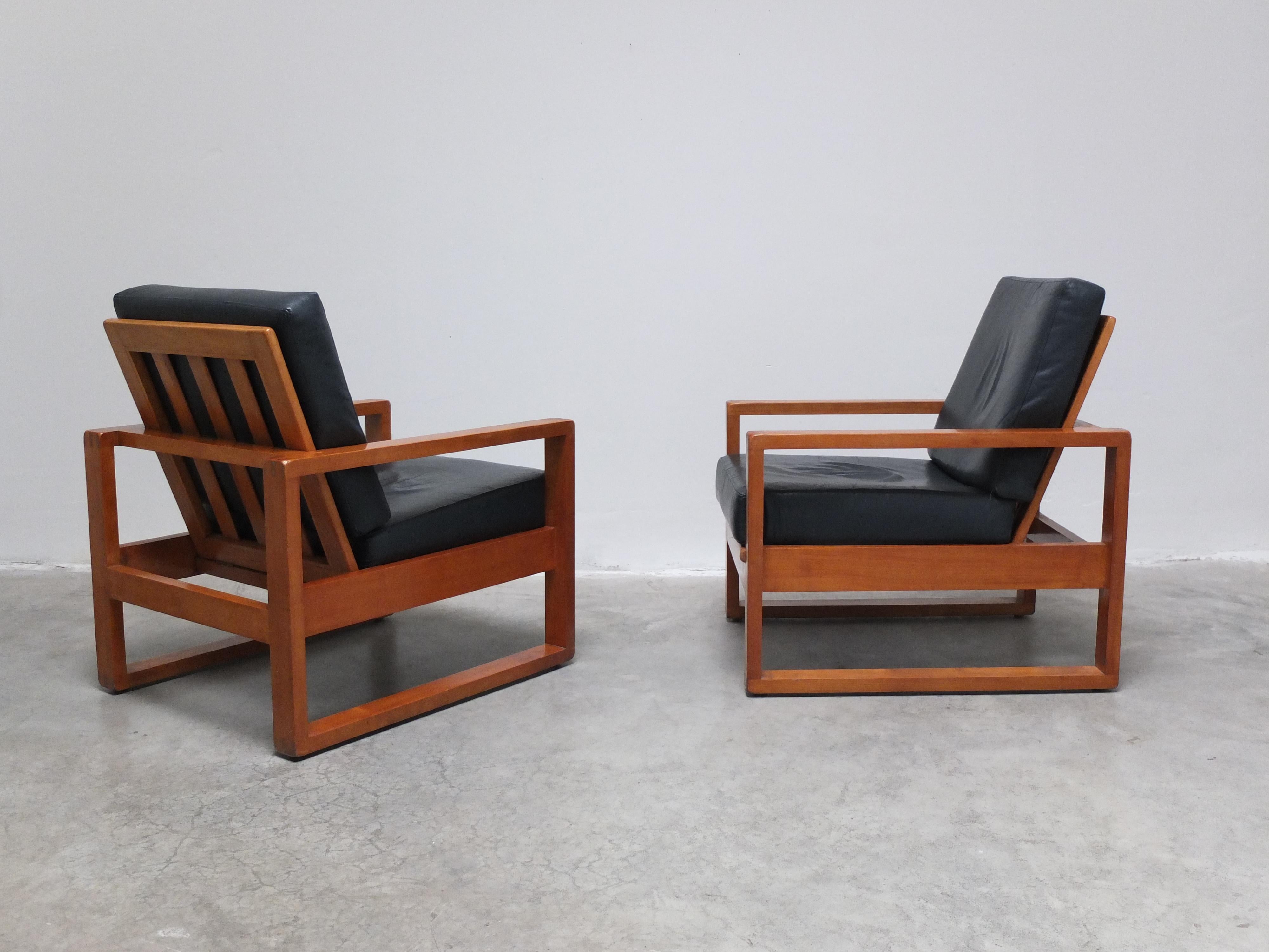 Unique Pair of Modernist Lounge Chairs by Van Den Berghe-Pauvers, 1960s For Sale 2