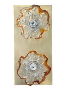 Unique Pair of Murano Glass Flower Sconces Designed by Mazzega, Italy, 1970's.