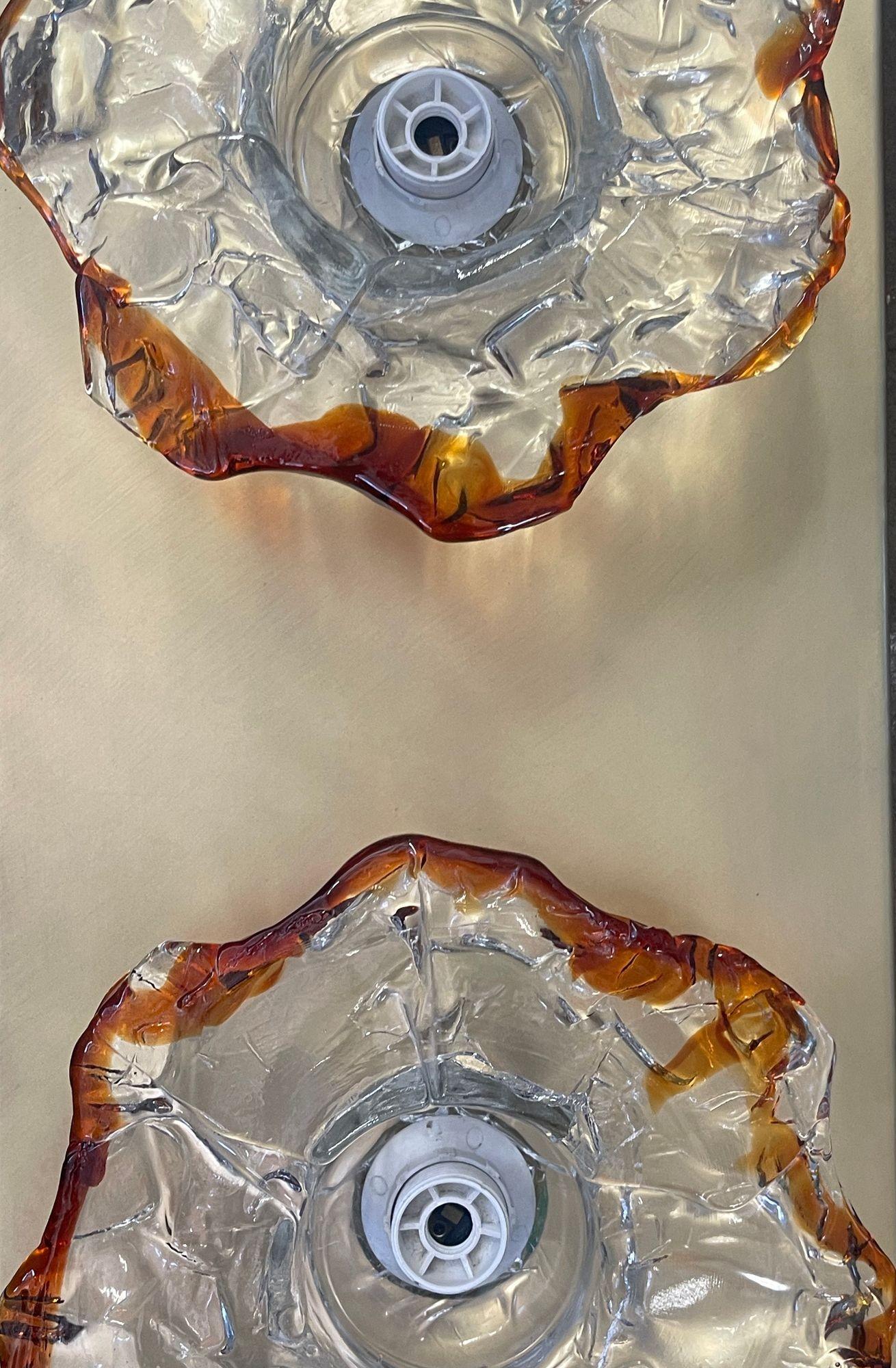 Paire unique d'appliques à fleurs en verre de Murano, Design/One, Italie, années 1970. Excellent état - En vente à Los Angeles, CA