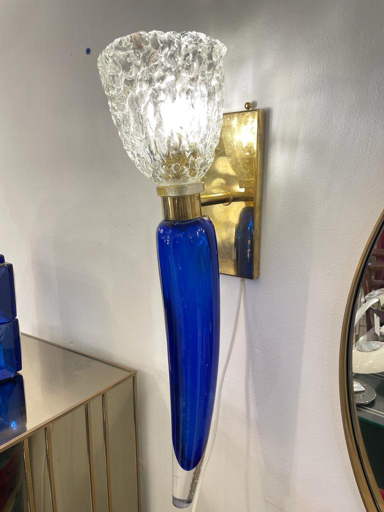 Unique Pair of Murano Glass Sconces, Italy, 1980s In Good Condition For Sale In London, GB