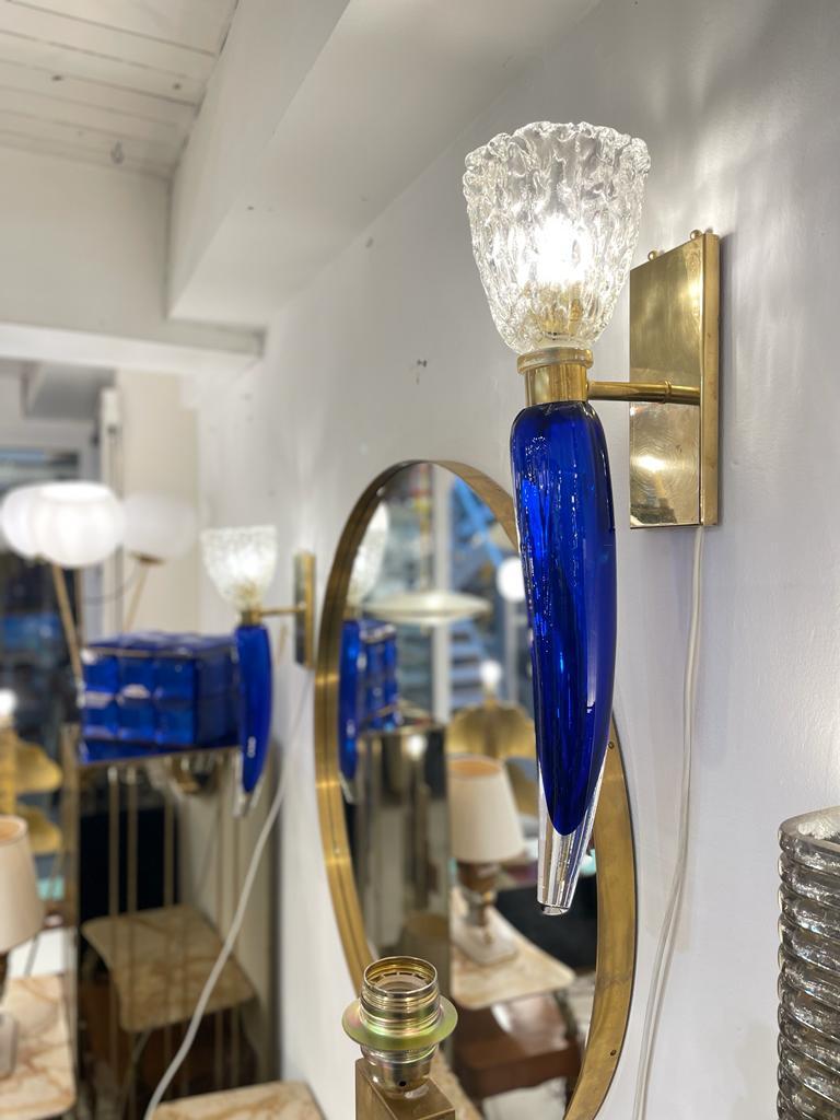 Unique Pair of Murano Glass Sconces, Italy, 1980s For Sale 2