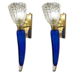 Unique Pair of Murano Glass Sconces, Italy, 1980s