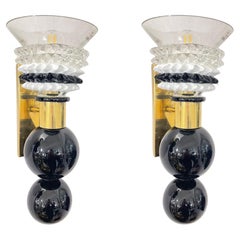 Unique Pair of Murano Glass Wall Lights, Italy, 1960s