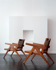 Unique Pair of Pierre Jeanneret Teak Lounge Chairs c. 1960