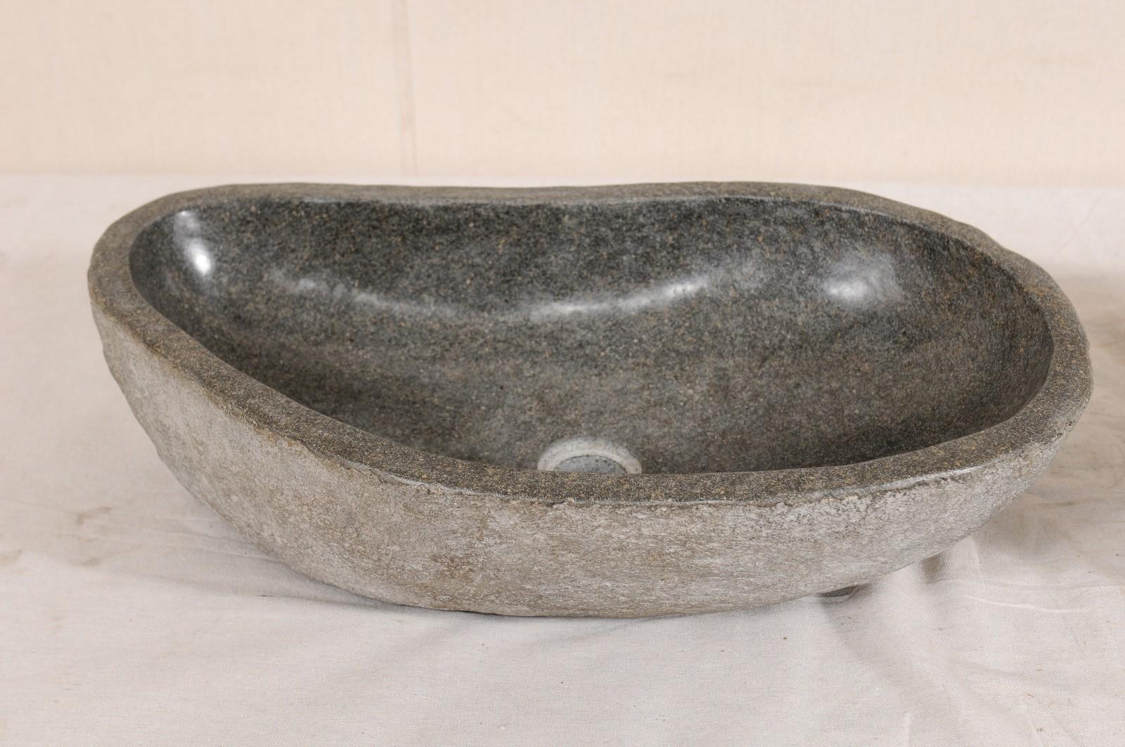 Unique Pair of Polished River Rock Sinks For Sale 1