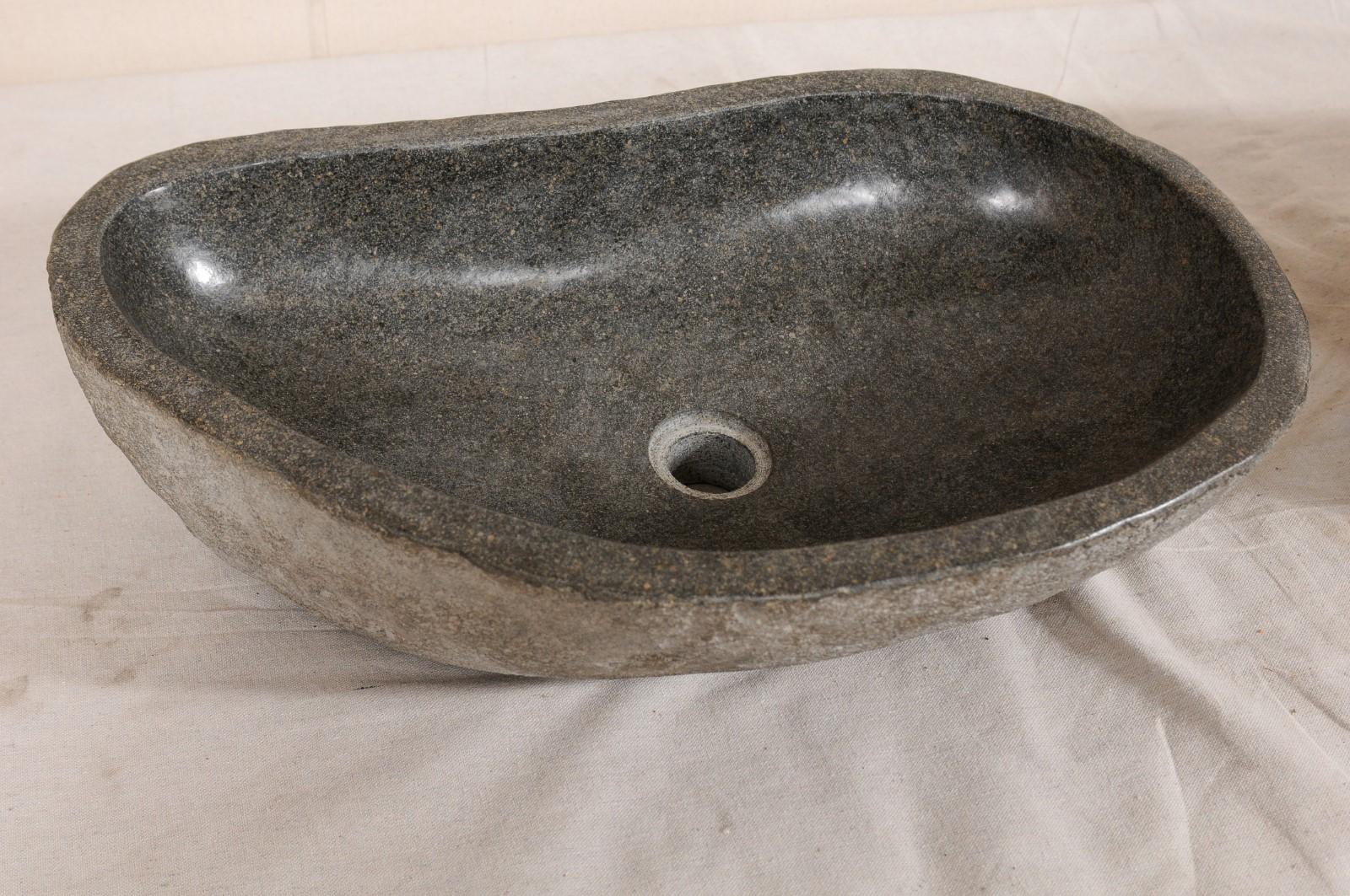 Rustic Unique Pair of Polished River Rock Sinks For Sale