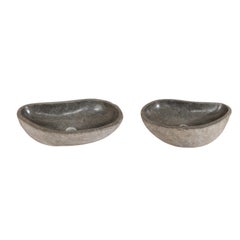 Unique Pair of Polished River Rock Sinks